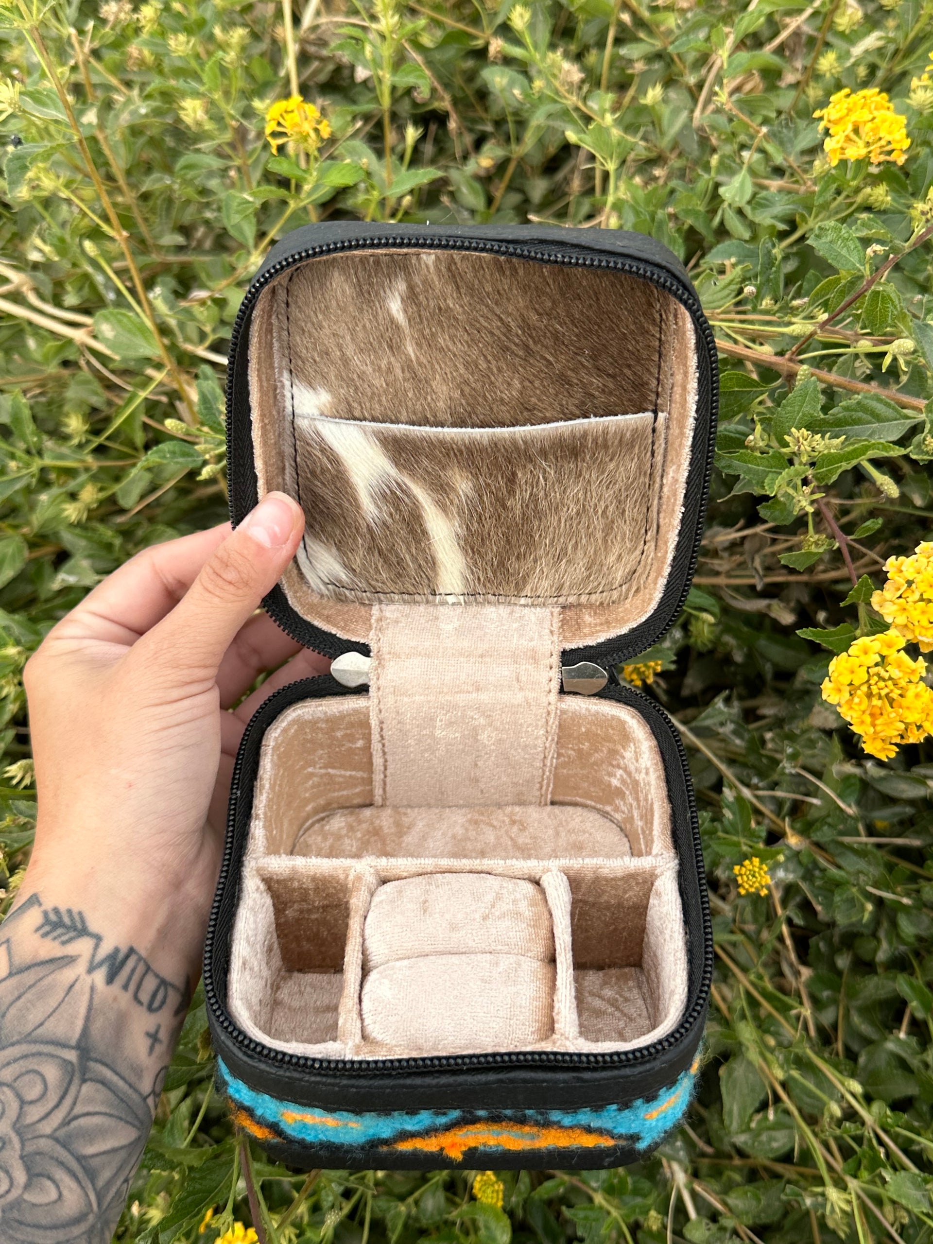 Genuine Leather Cowhide & Saddle Bag Jewelry Box