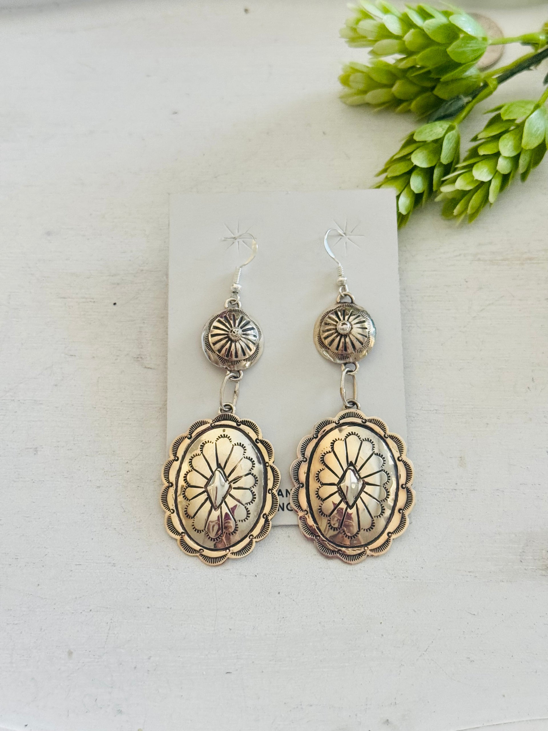 Jimmie James Sterling Silver Dangle Concho Earrings