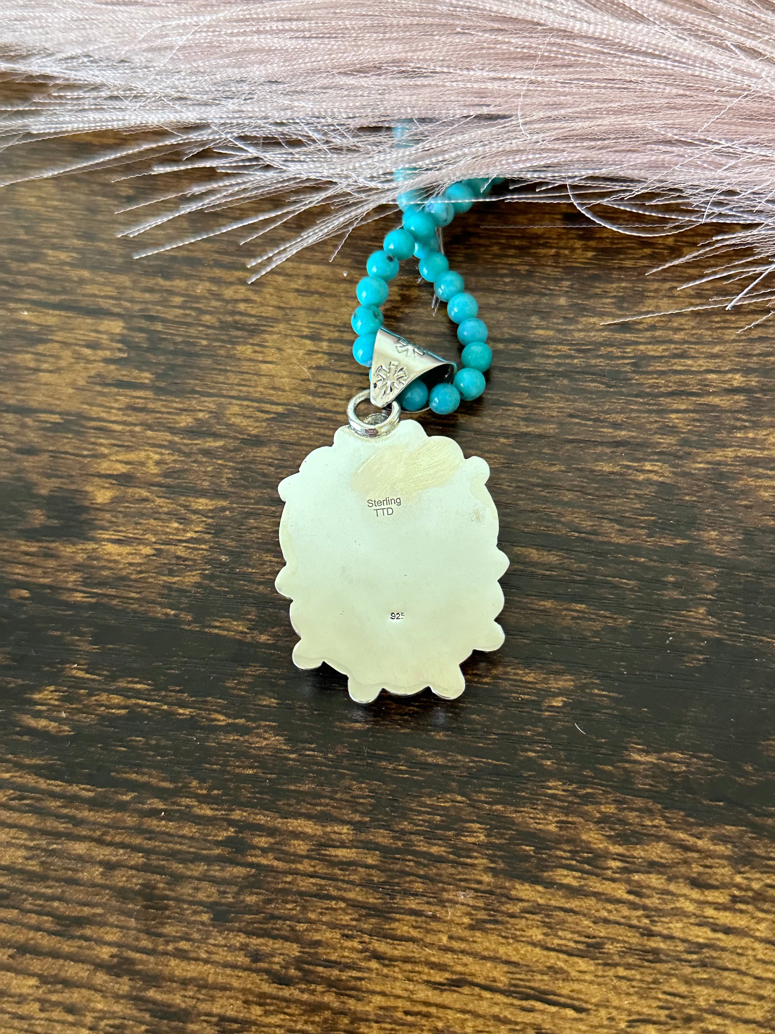 Southwest Handmade White Buffalo & Sterling Silver Heart Pendant