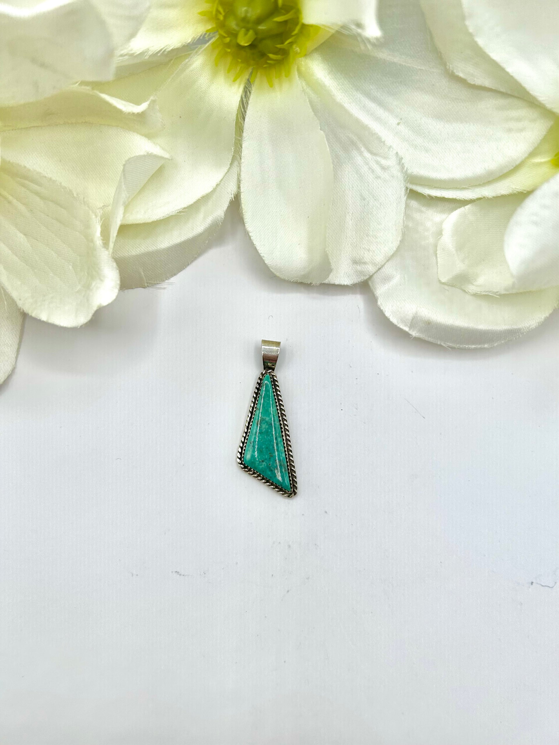 Navajo Made Kingman Turquoise & Sterling Silver Pendant