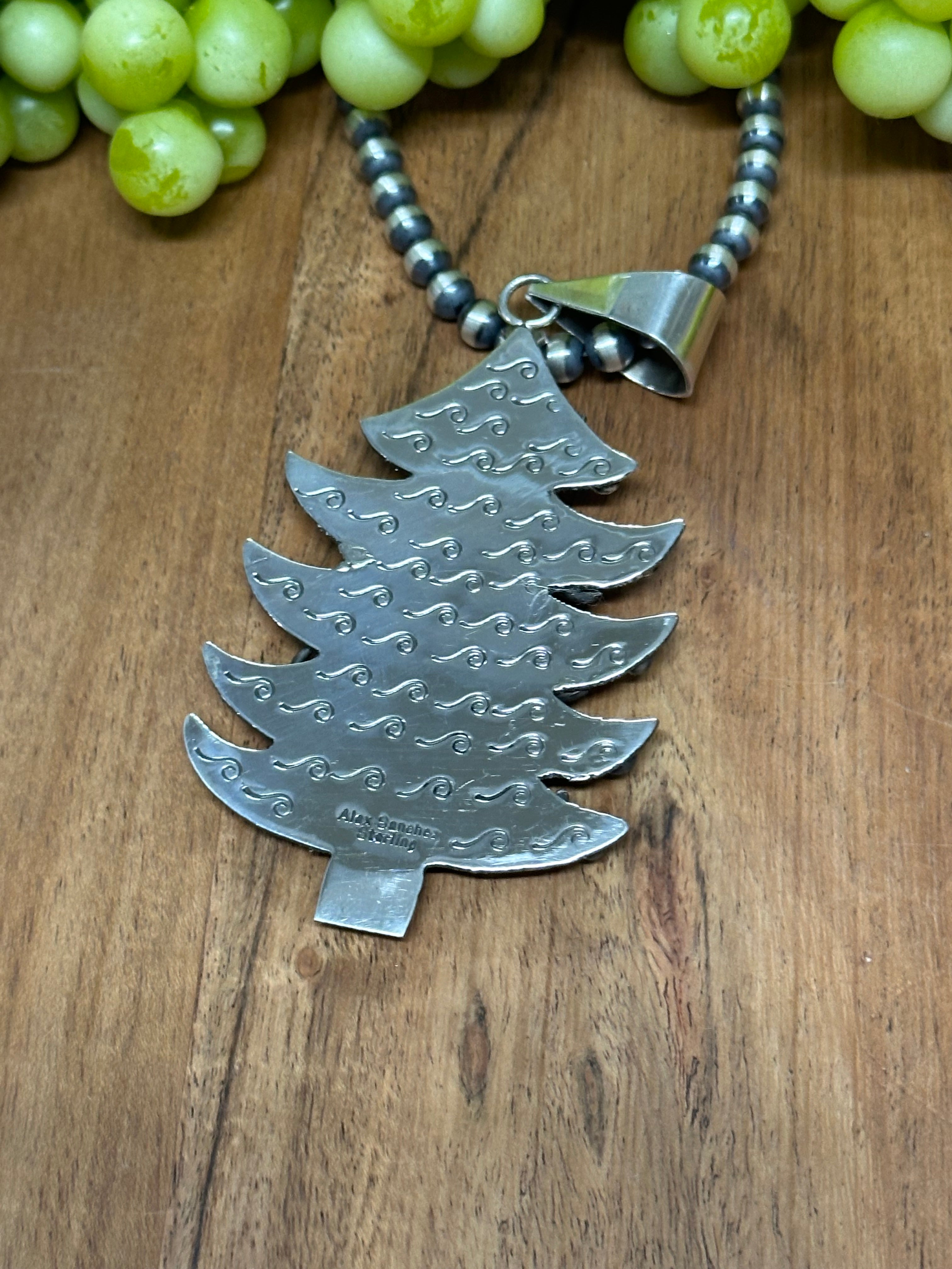 Alex Sanchez Multi Stone & Sterling Silver Christmas Tree Pendant