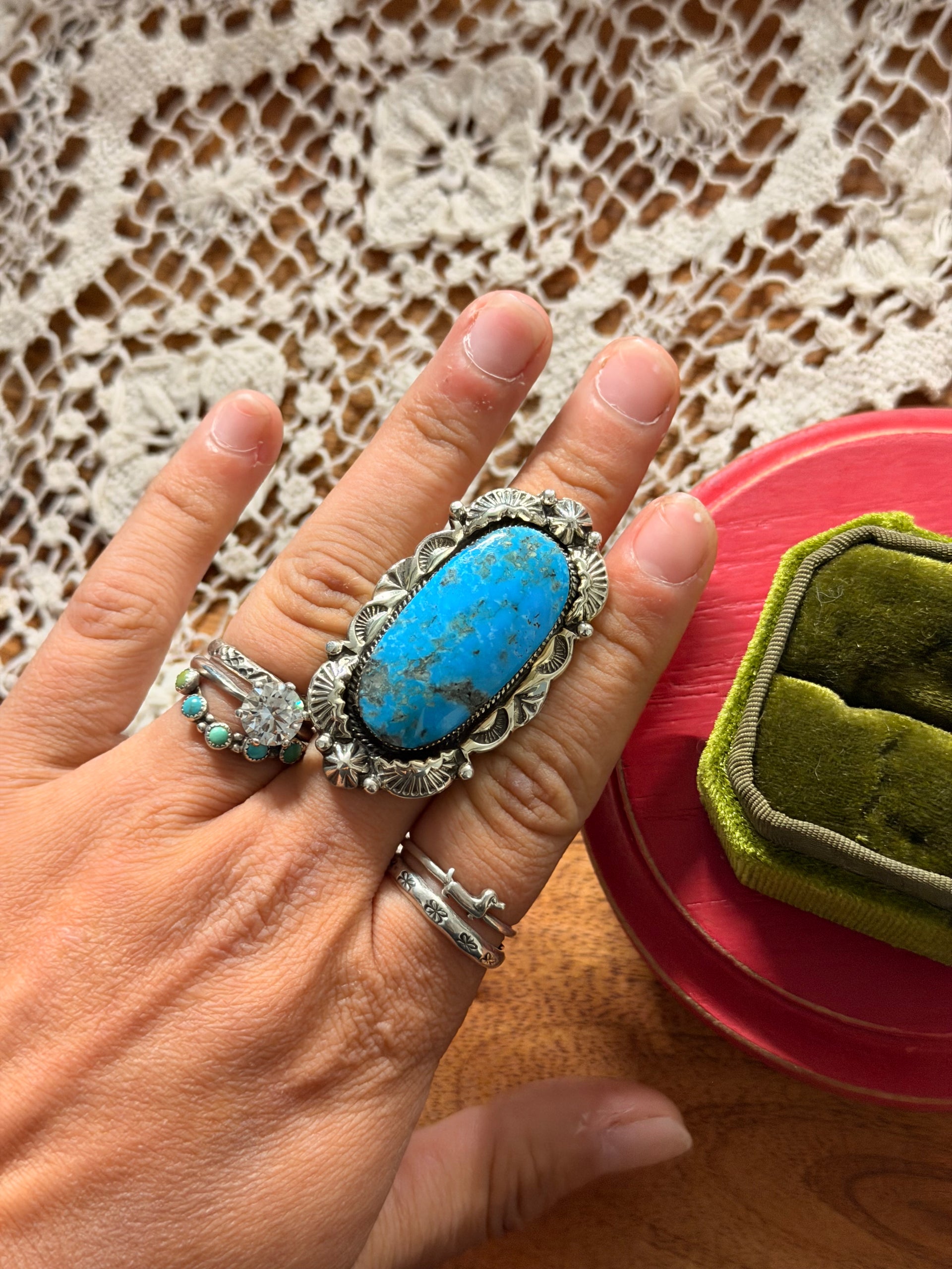 Emerson Degarito Kingman Turquoise & Sterling Silver Ring Size 7