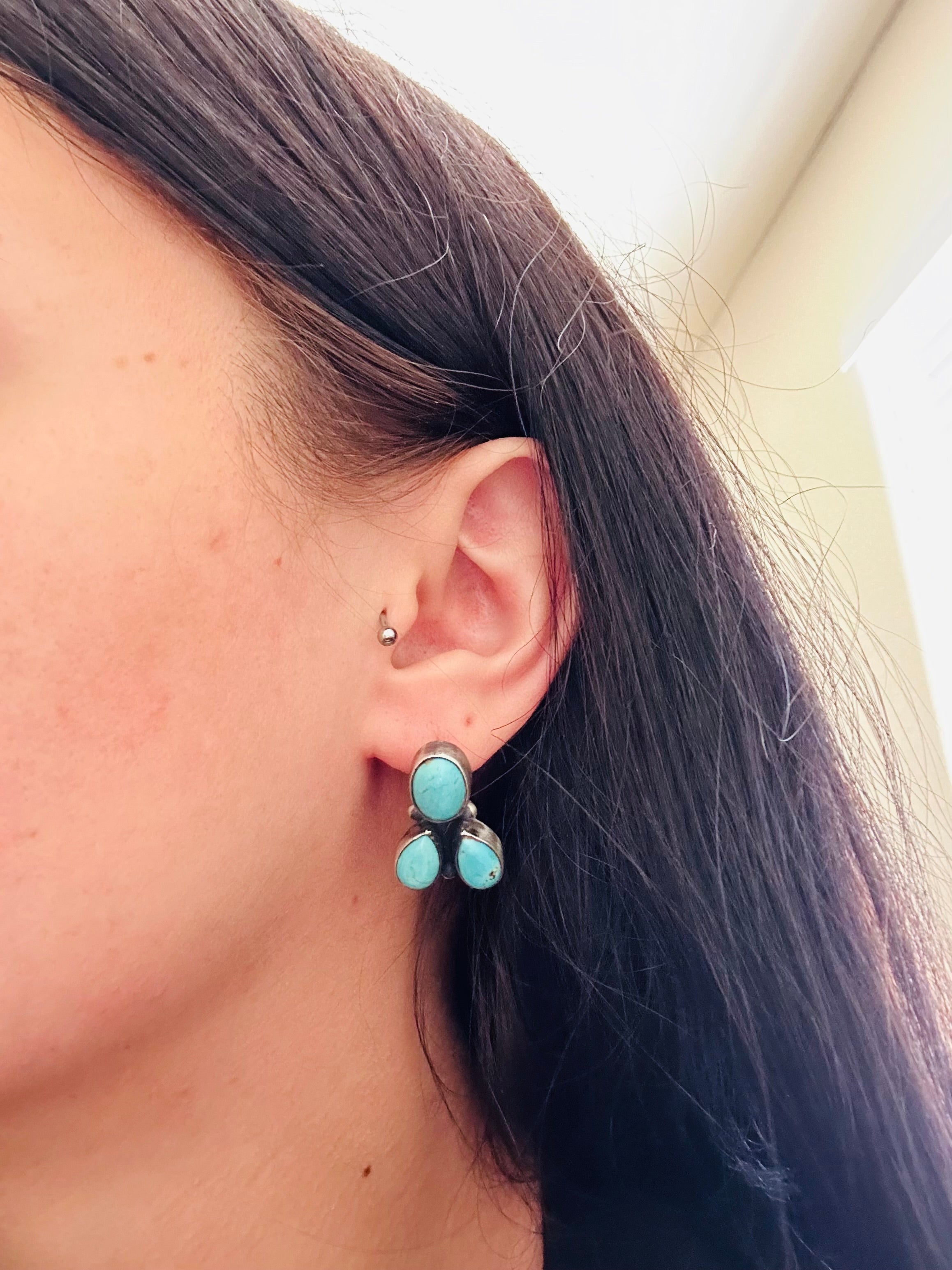 Elouise Kee Kingman Turquoise & Sterling Silver Post Earrings