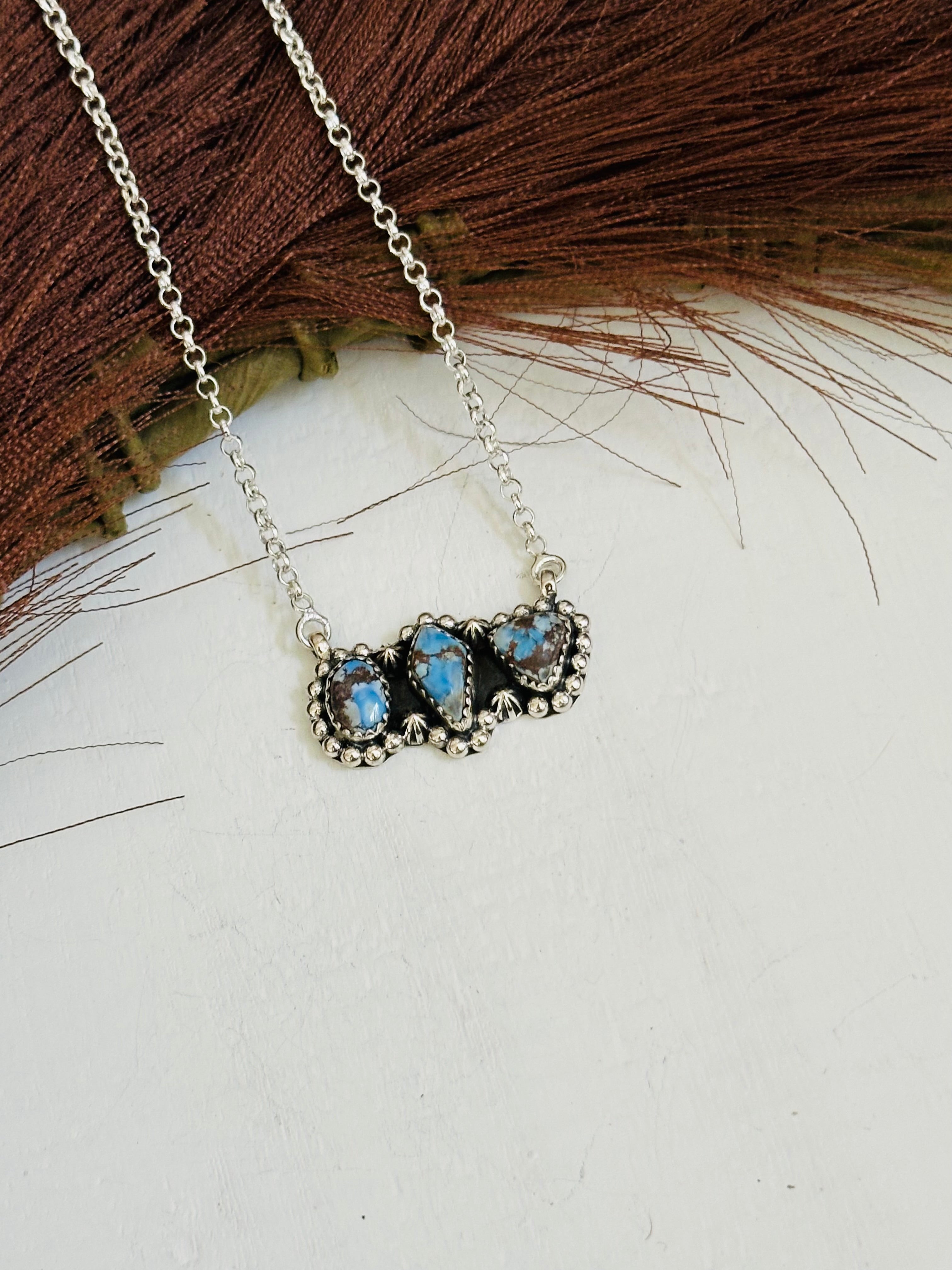 TTD “Array” Golden Hills Turquoise & Sterling Silver Necklace