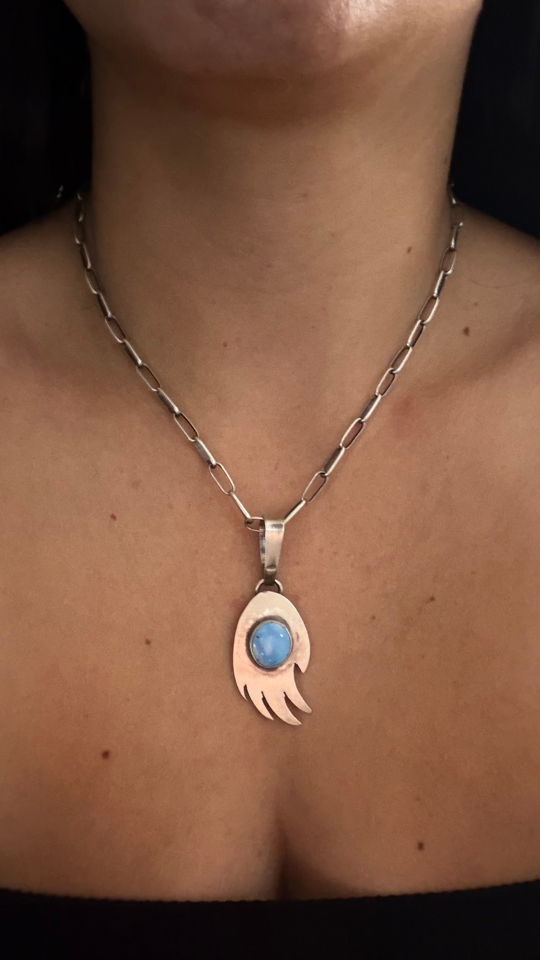 Navajo Made Golden Hill Turquoise & Sterling Silver Pendant