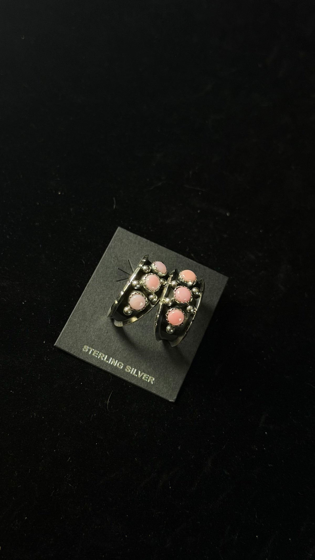 Navajo Handmade Pink Conch & Sterling Silver Post Dangle Hoop Earrings