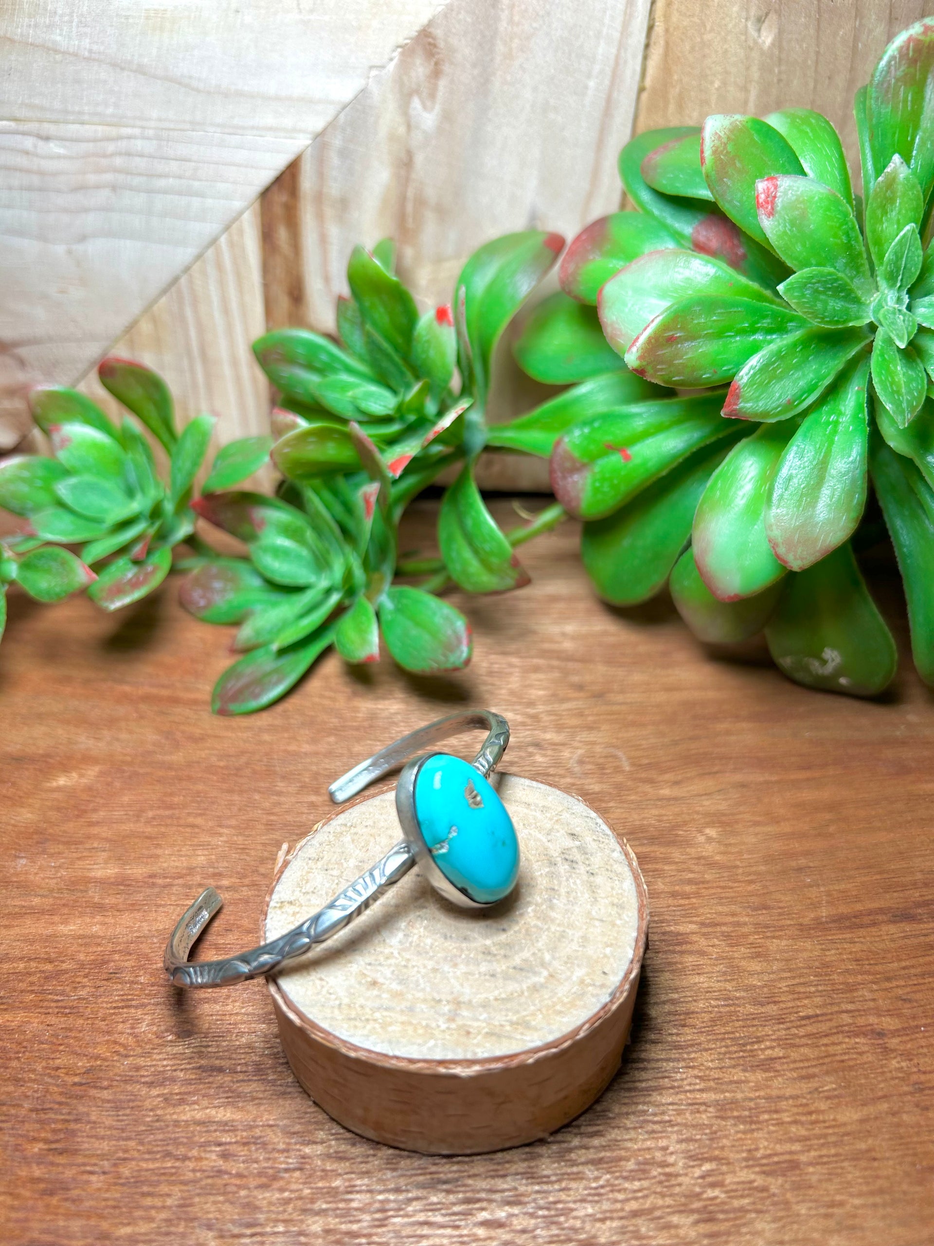 Navajo Made Royston Turquoise & Sterling Silver Cuff Bracelet