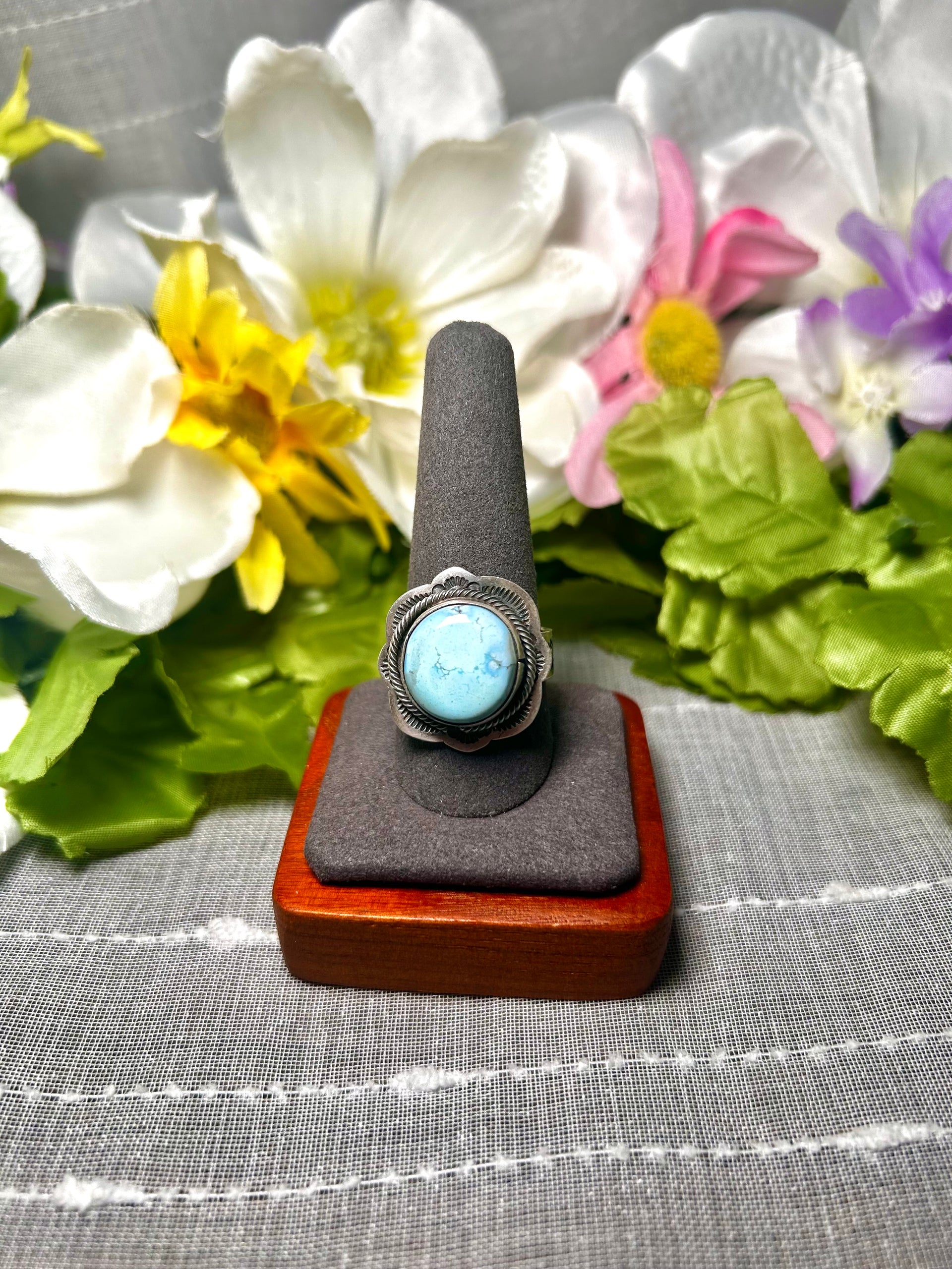 Navajo Made Golden Hill Turquoise & Sterling Silver Ring Size 10.25