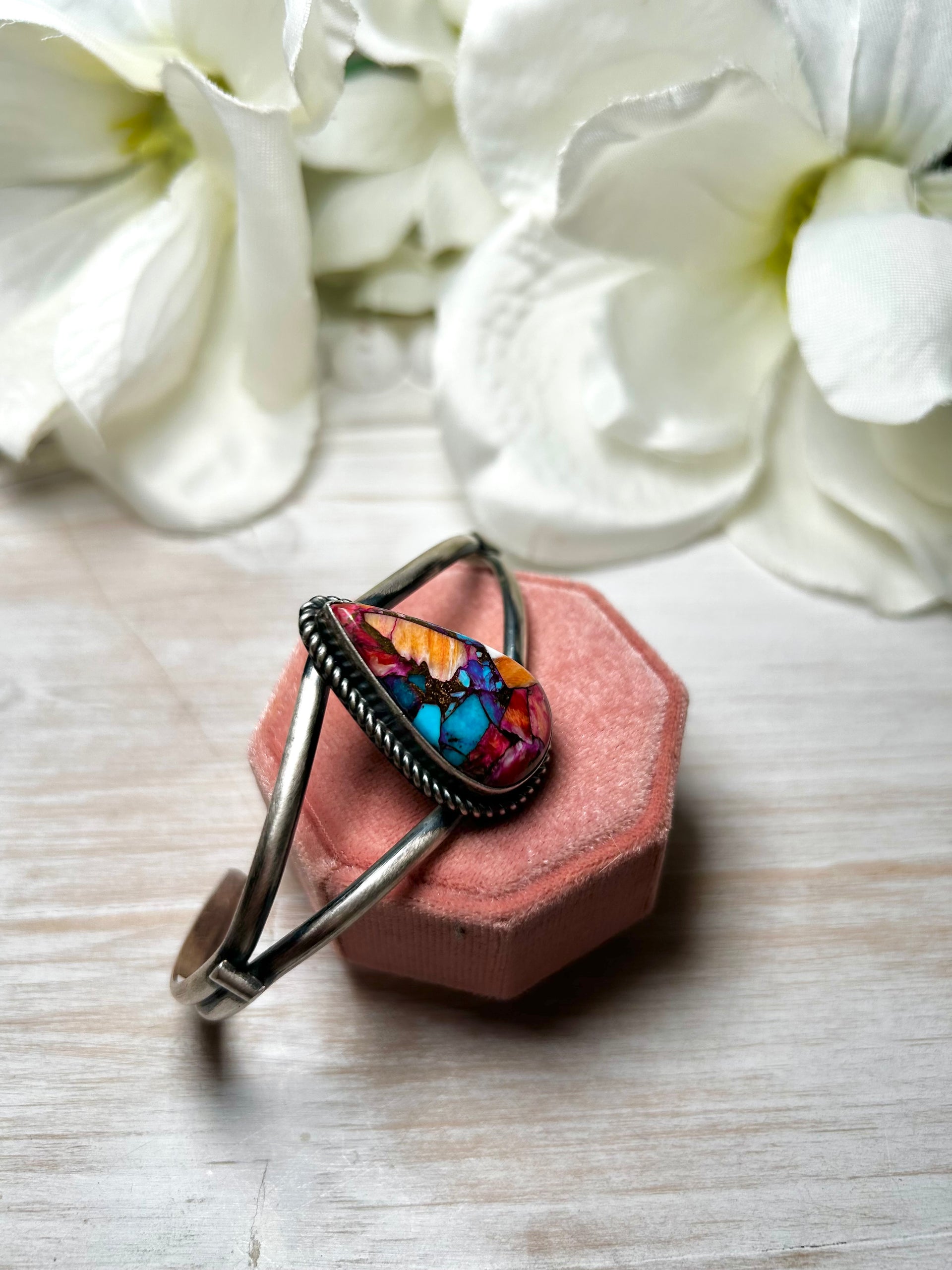 Navajo Made Mohave Turquoise & Sterling Silver Cuff Bracelet