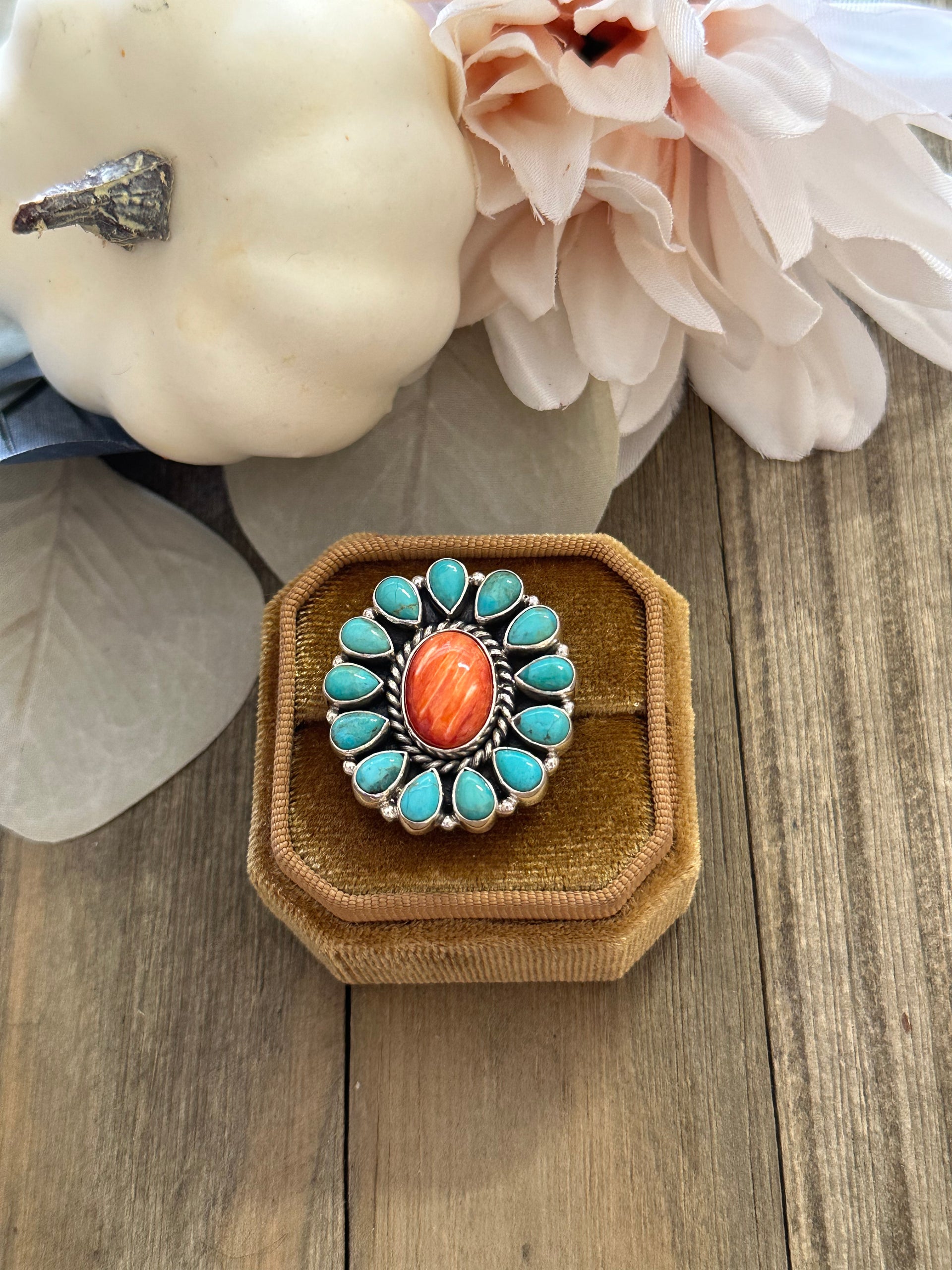 Southwest Handmade Multi Stone & Sterling Silver Adjustable Ring