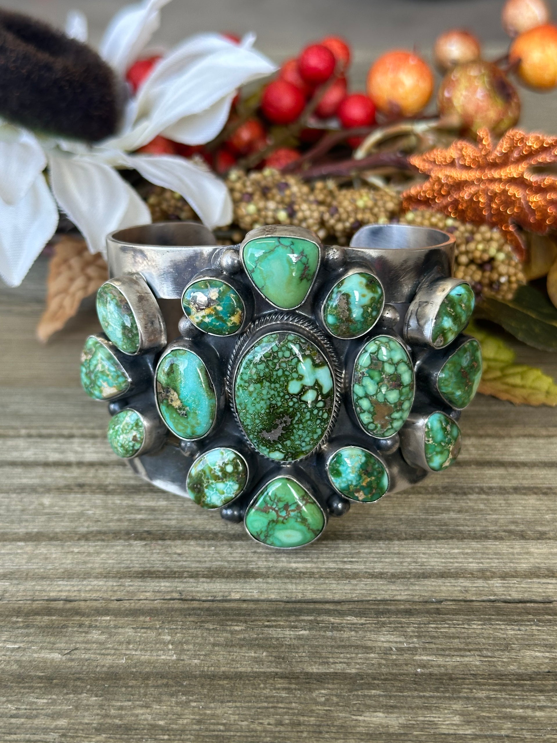 Bobby Johnson Sonoran Gold Turquoise & Sterling Silver Cuff Bracelet