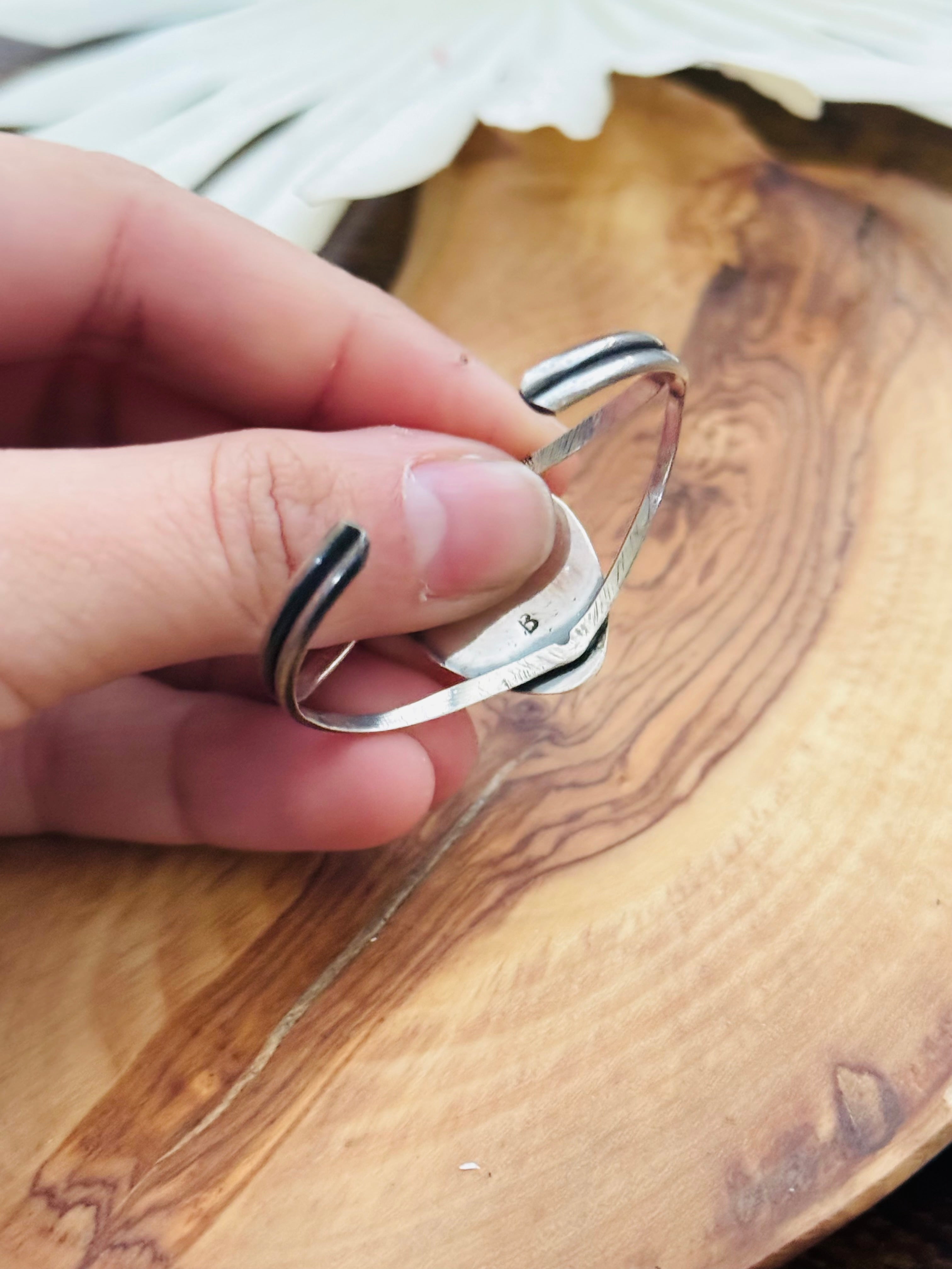 Navajo Made Spiny Oyster and Sterling Silver BABY Cuff Bracelet