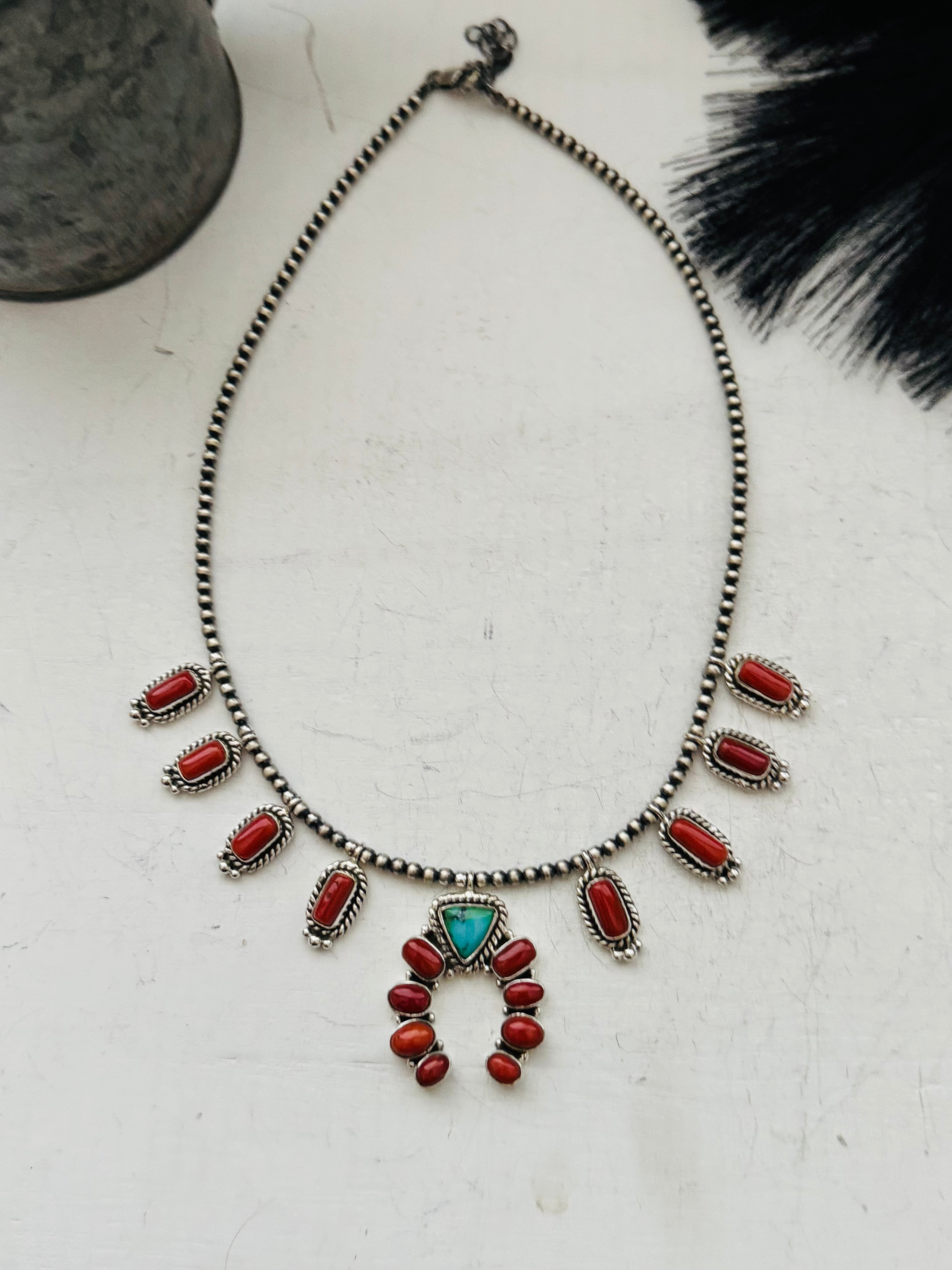 Southwest Handmade Multi Stone & Sterling Silver Naja Necklace