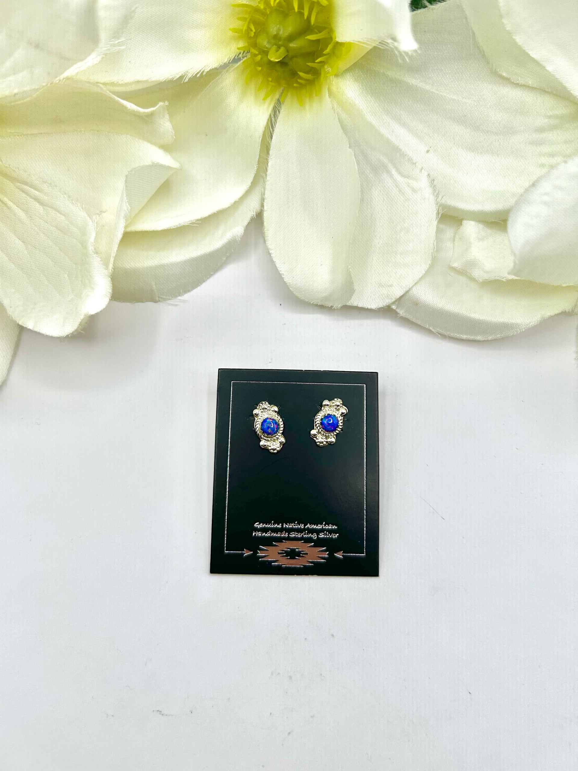 Navajo Made Opal & Sterling Silver Post  Earrings