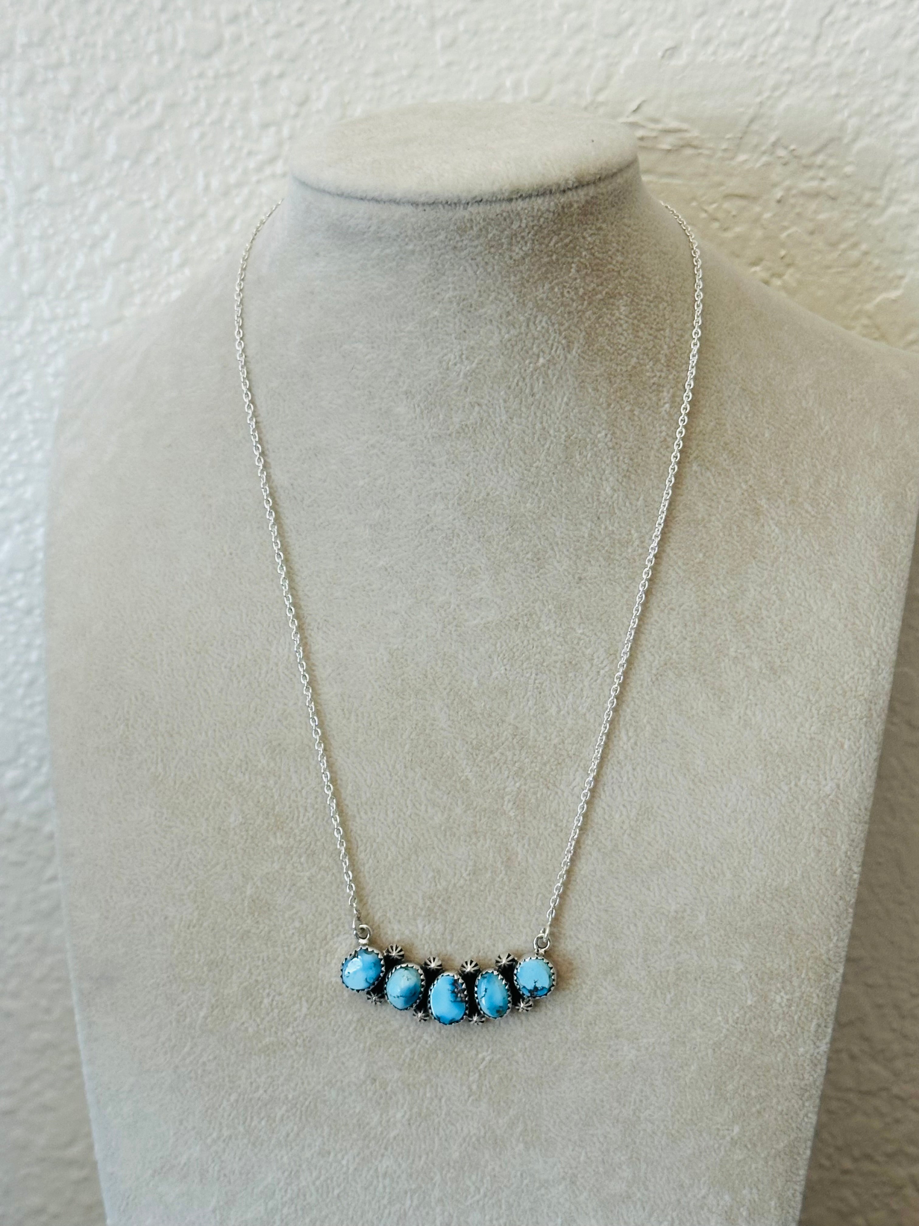 Southwest Handmade Golden Hills Turquoise & Sterling Silver Necklace