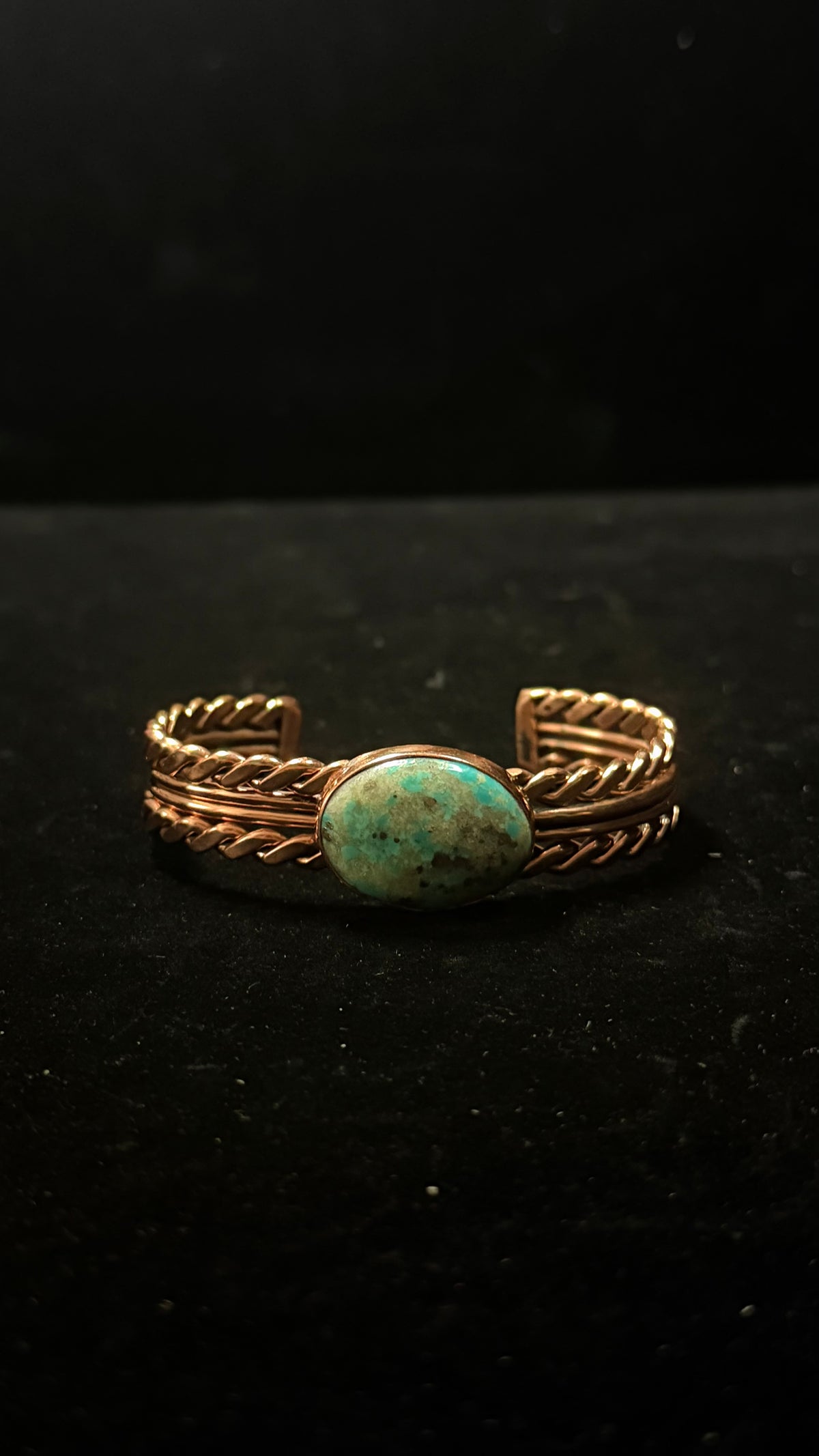 Navajo Made Kingman Turquoise & Copper Cuff Bracelet