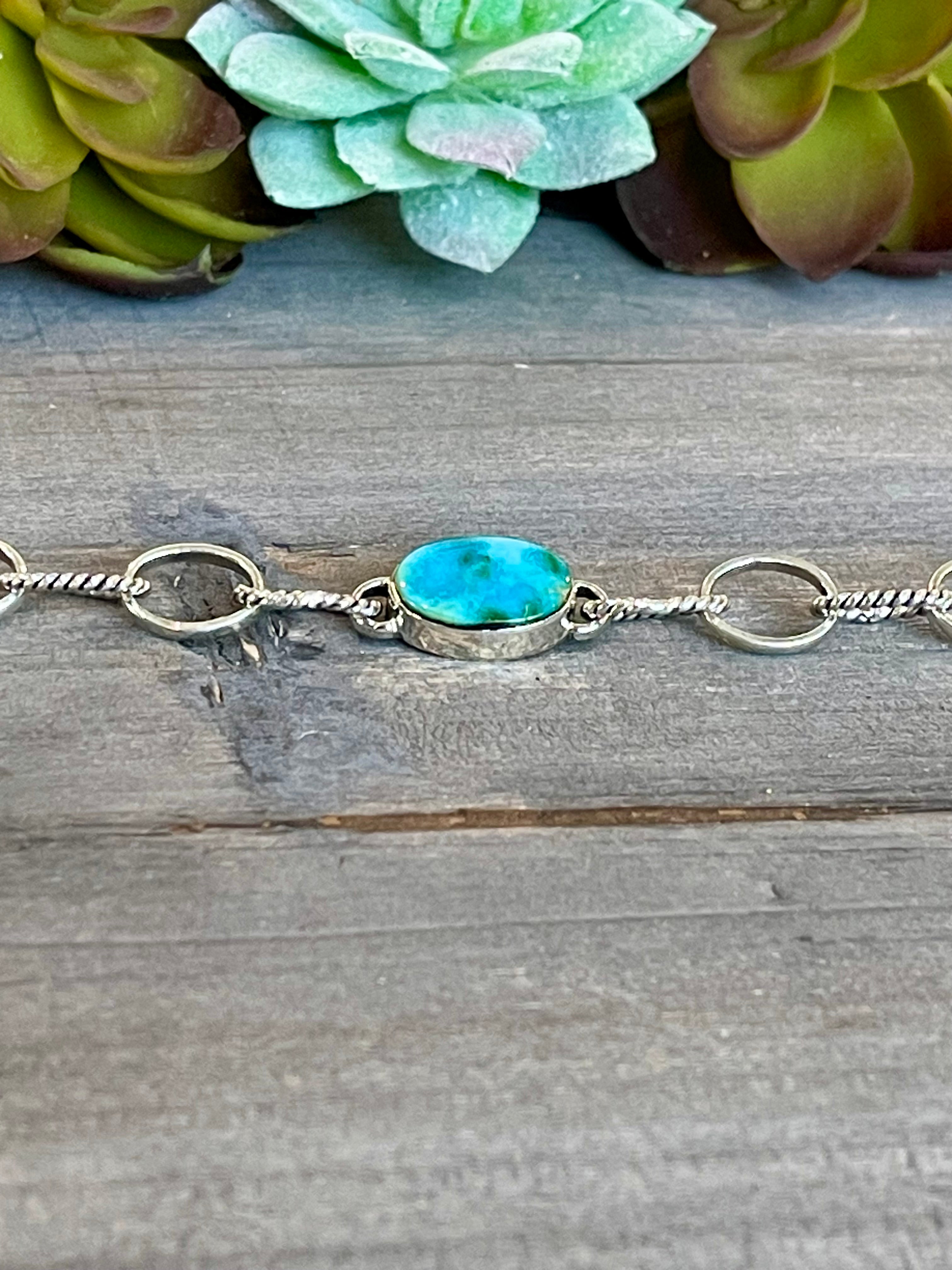 Southwest Handmade Sonoran Mountain Turquoise & Sterling Silver Bracelet