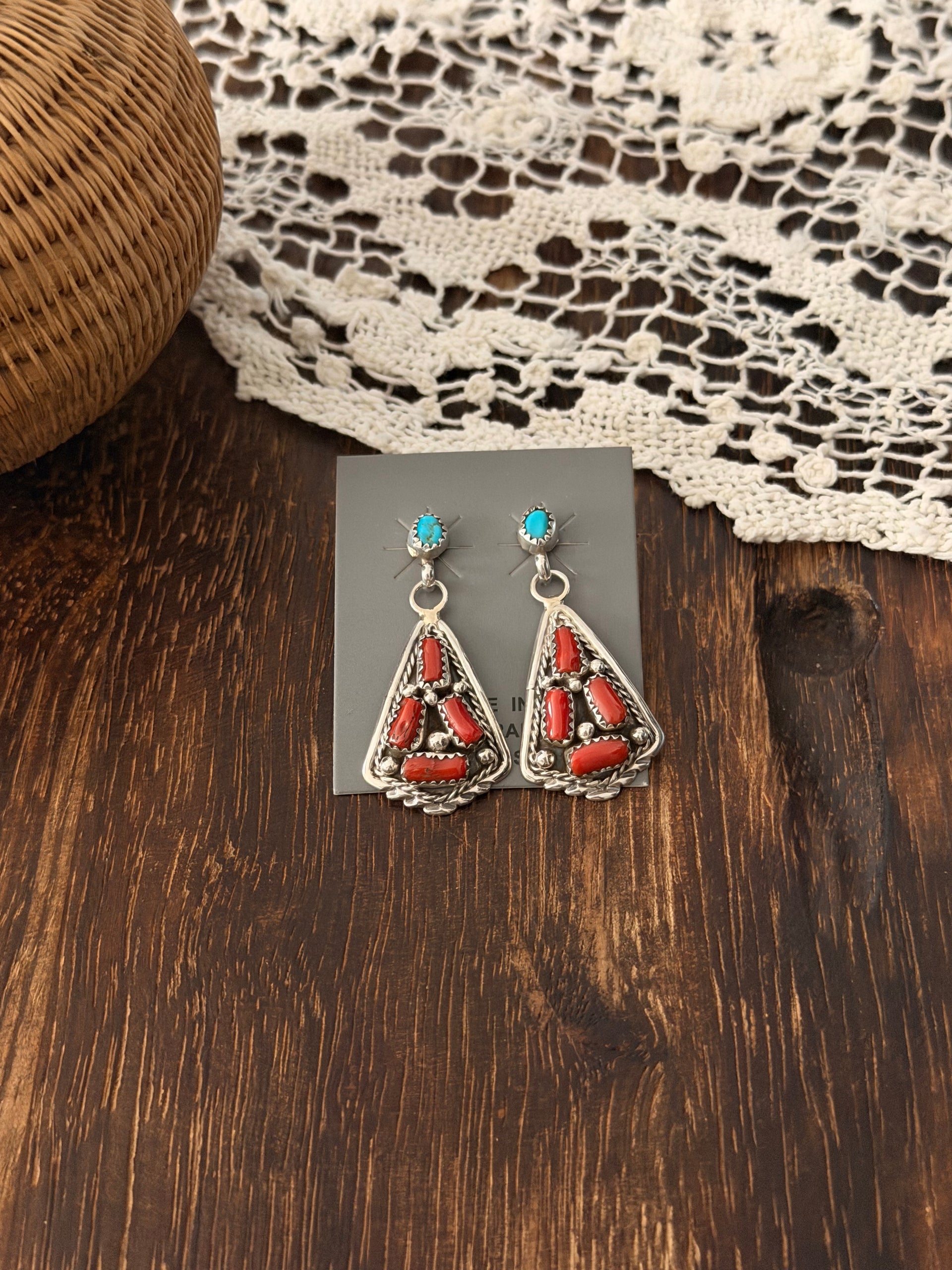 Melvin Chee Multi Stone & Sterling Silver Post Dangle Cluster Earrings