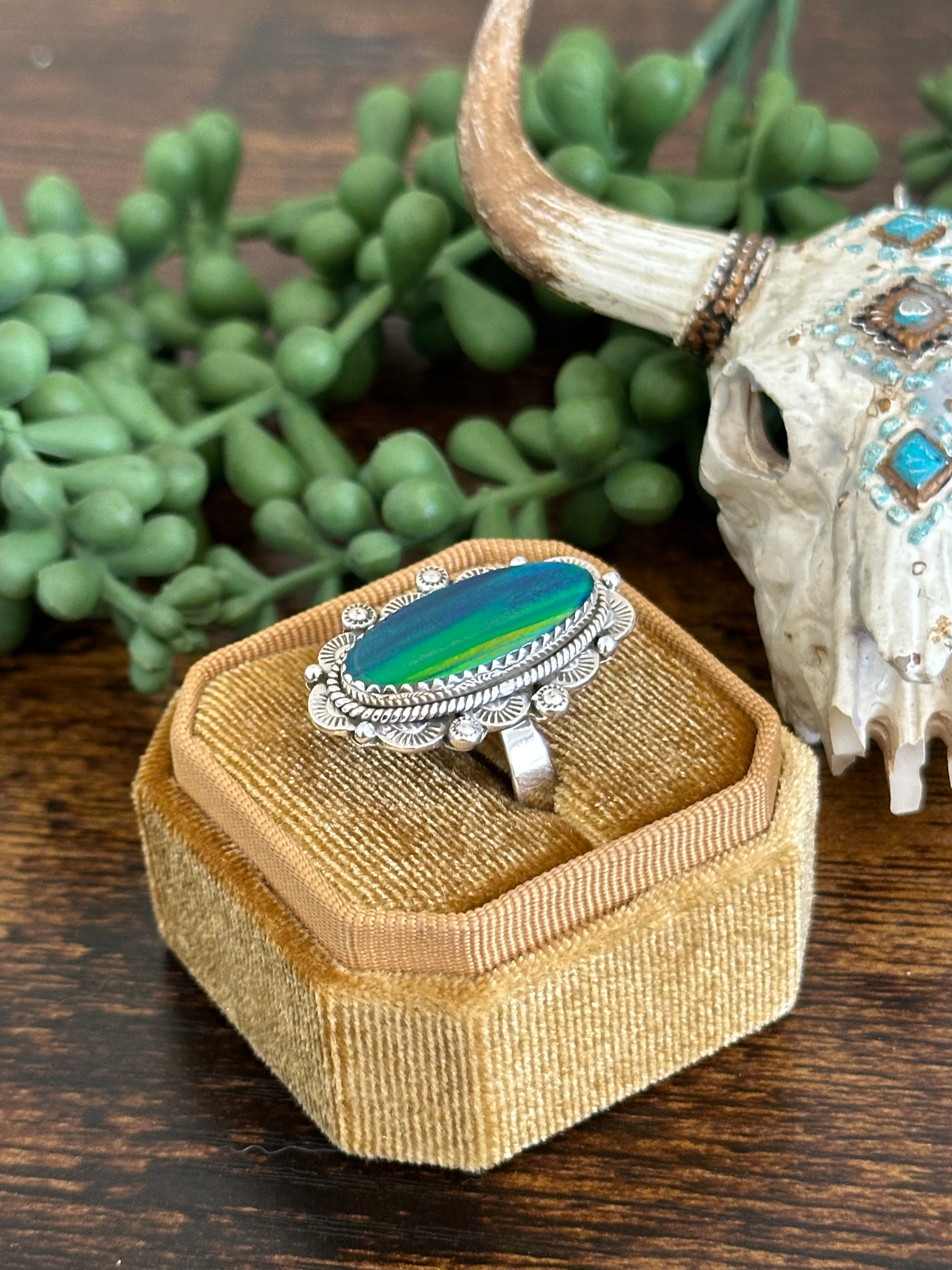 Southwest Handmade Opal & Sterling Silver Adjustable Ring