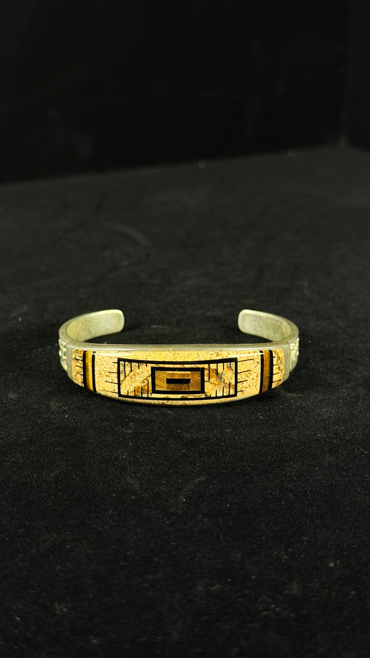 Calvin Begay Multi Stone & Sterling Silver Inlay Cuff Bracelet