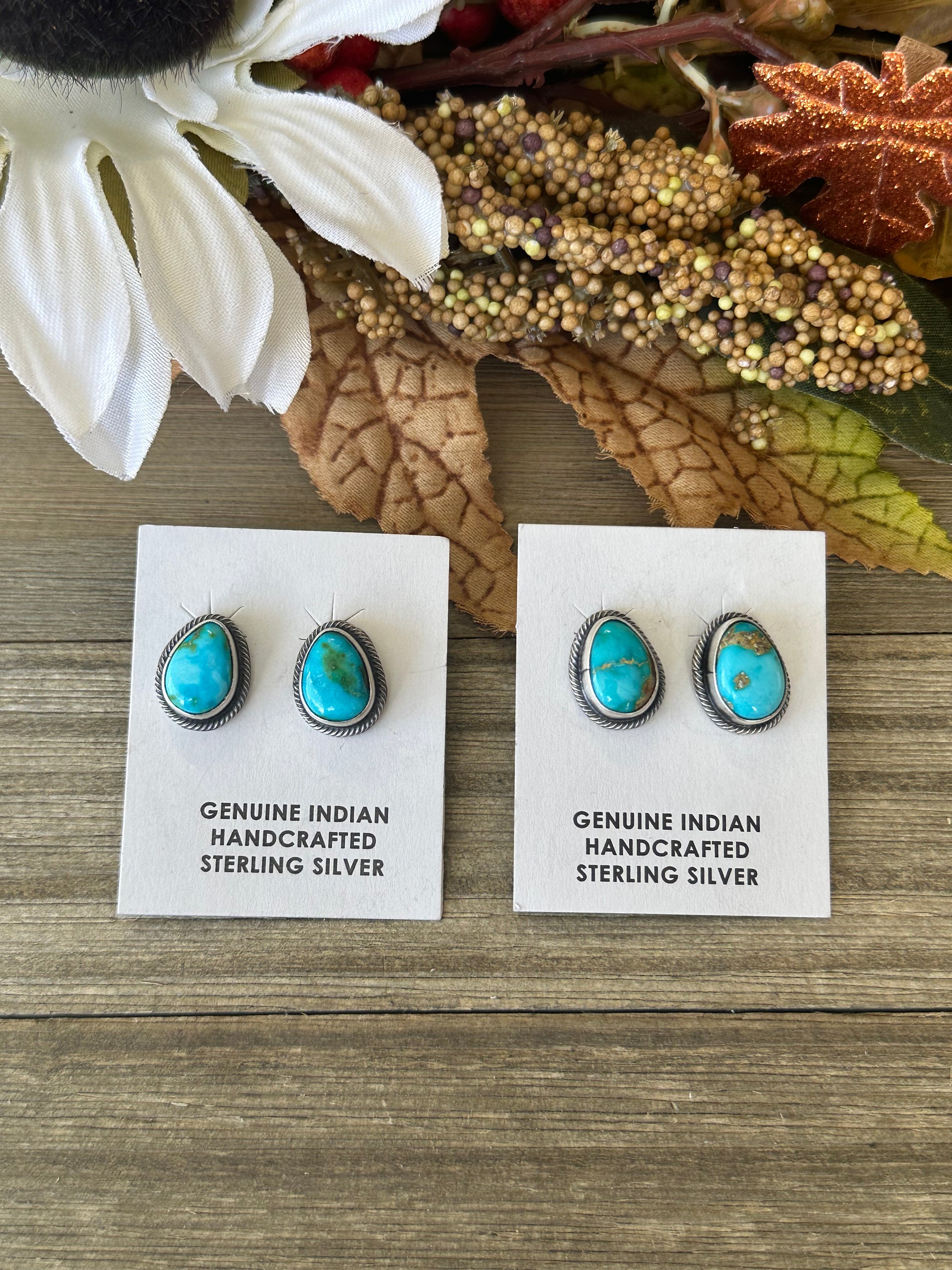 Timothy Yazzie Sonoran Gold Turquoise & Sterling Silver Post Earrings