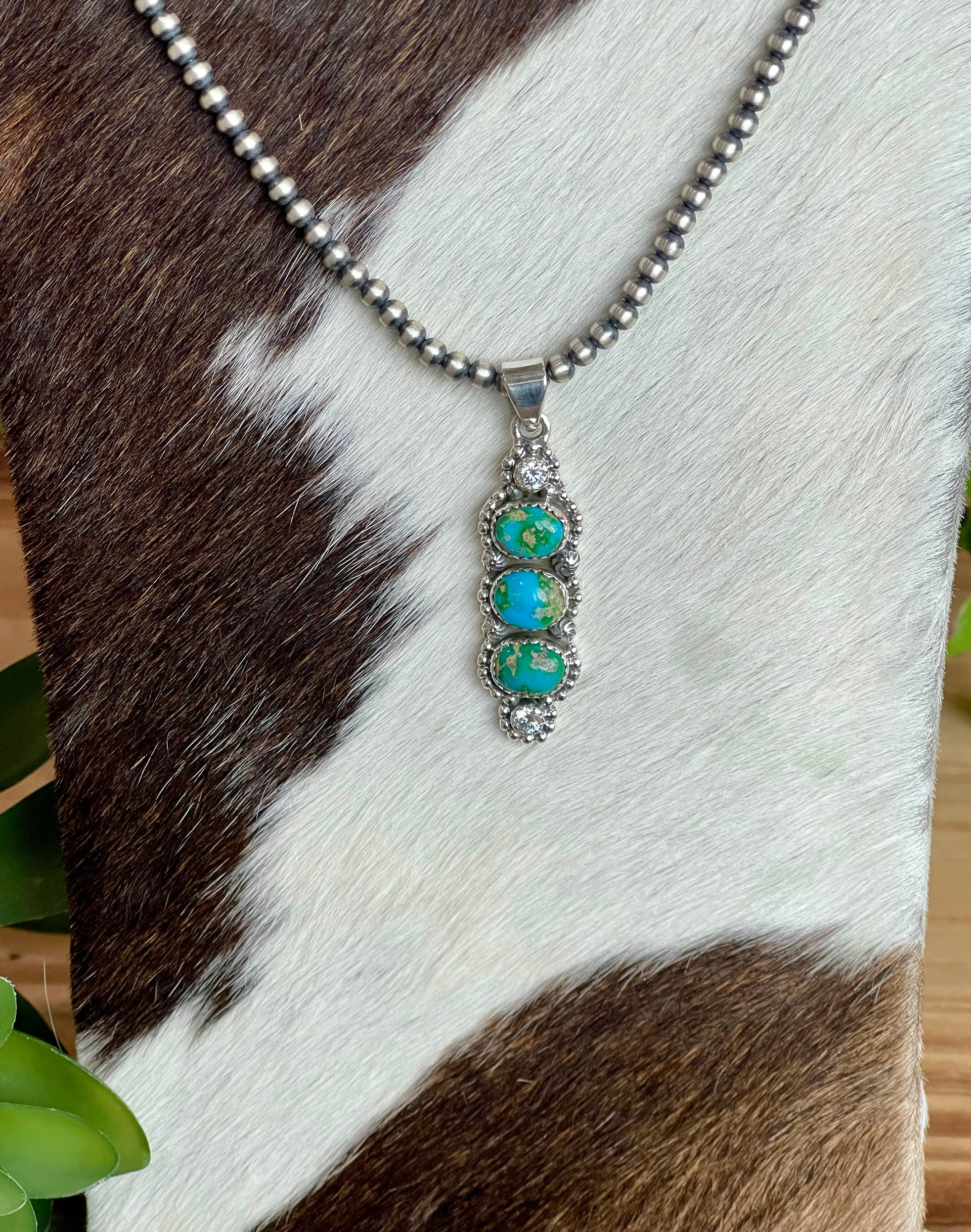 Southwest Handmade Multi Stone & Sterling Silver 5 Stone Pendant