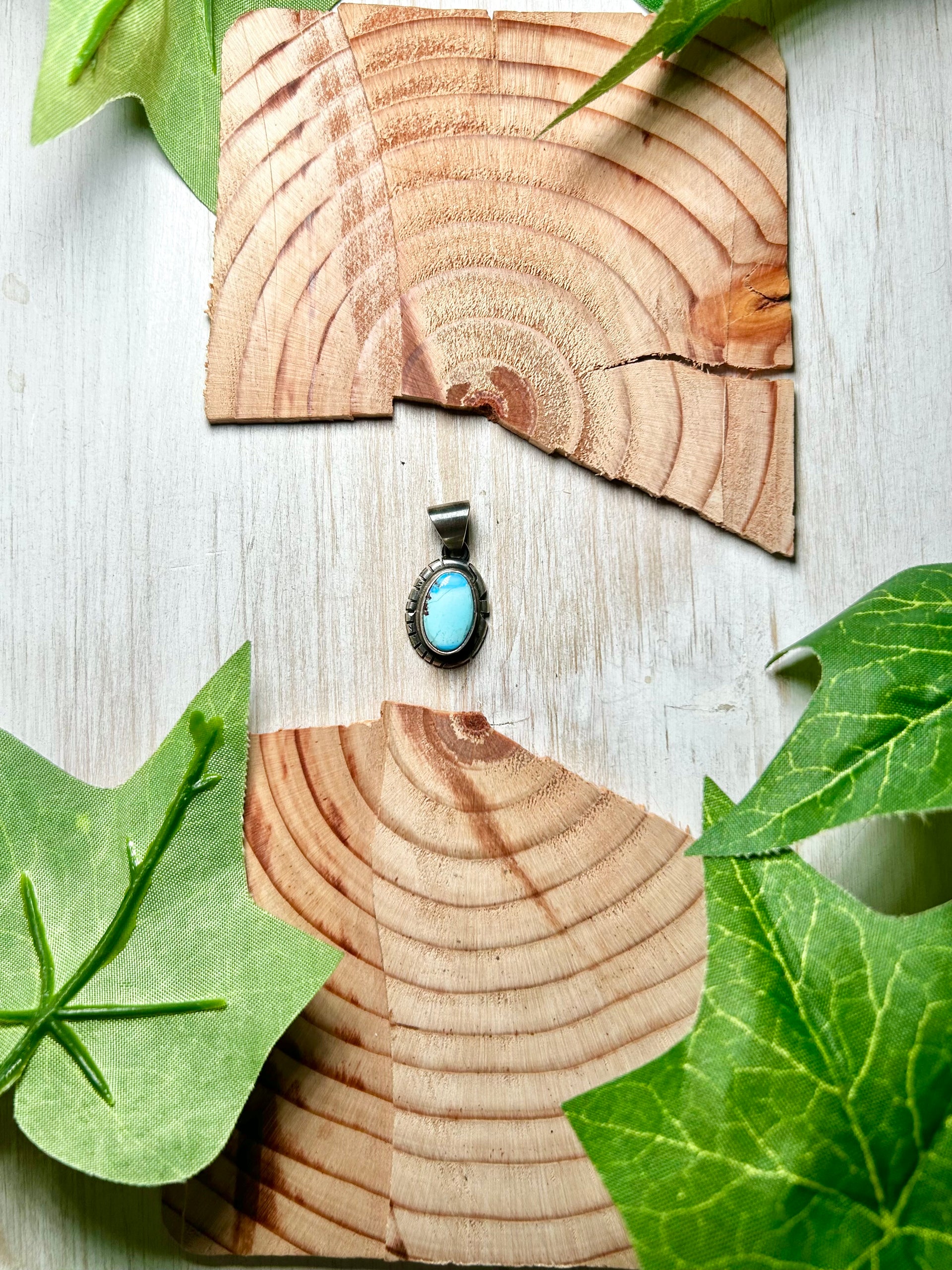 Navajo Made Golden Hill Turquoise & Sterling Silver Pendant