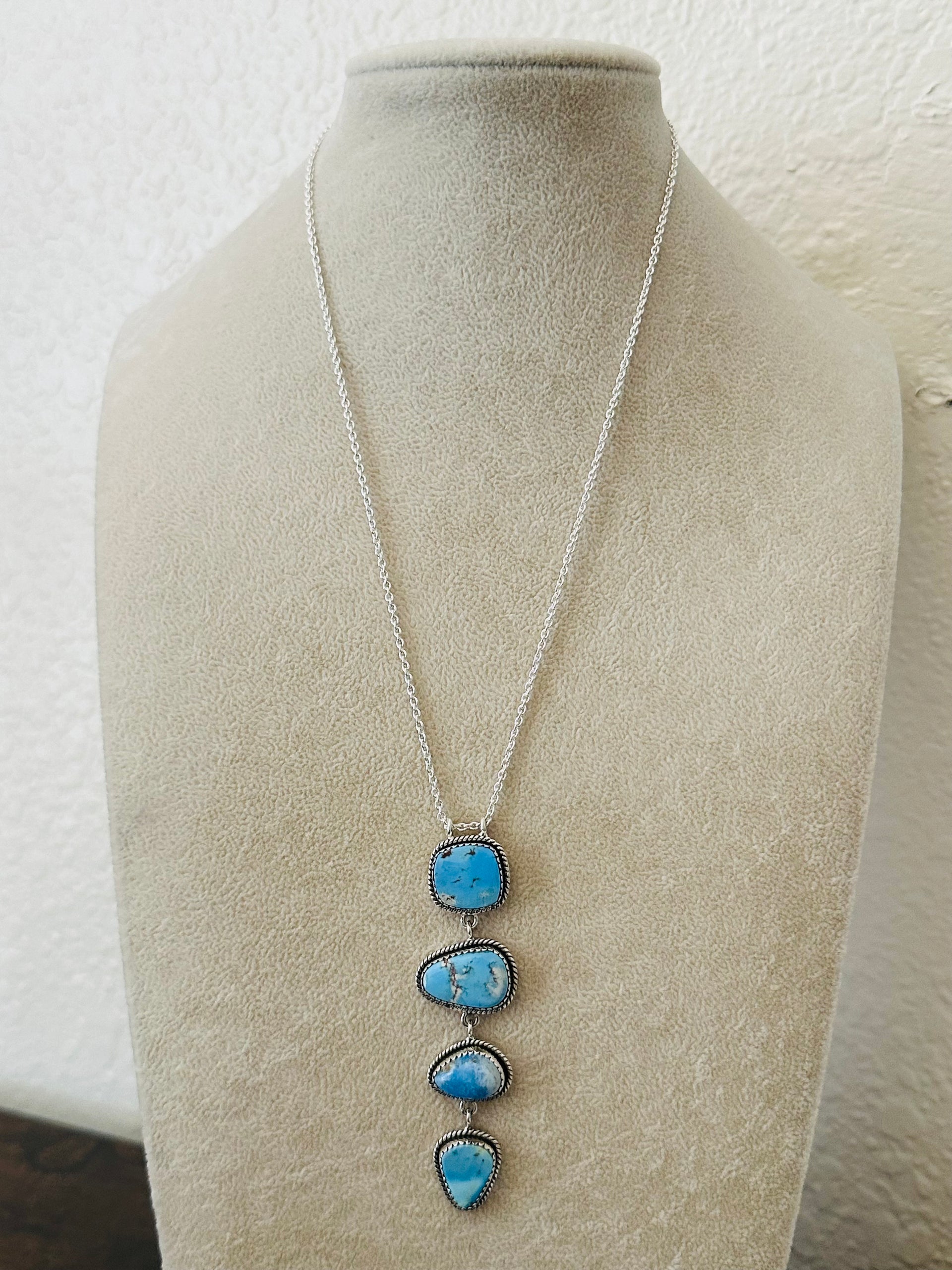 Southwest Handmade Golden Hills Turquoise & Sterling Silver Necklace