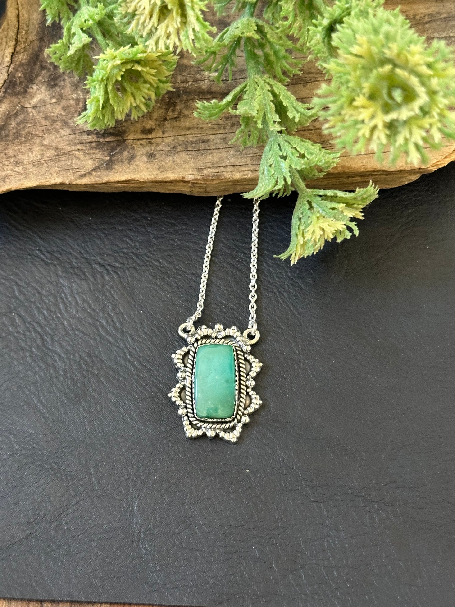 Southwest Handmade Emerald Valley Turquoise & Sterling Silver Necklace