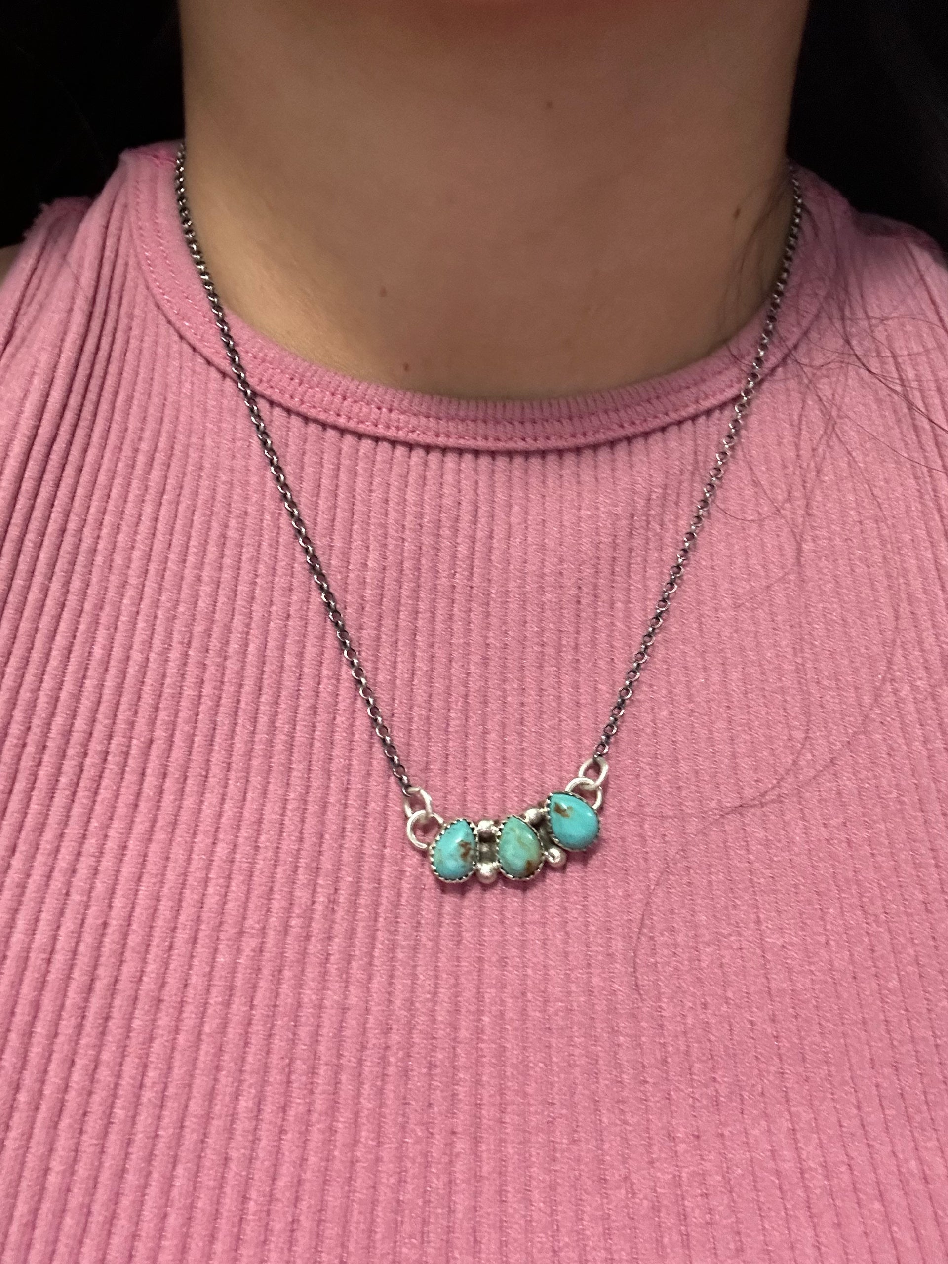 Maxine Ramirez Kingman Turquoise & Sterling Silver Cluster Necklace