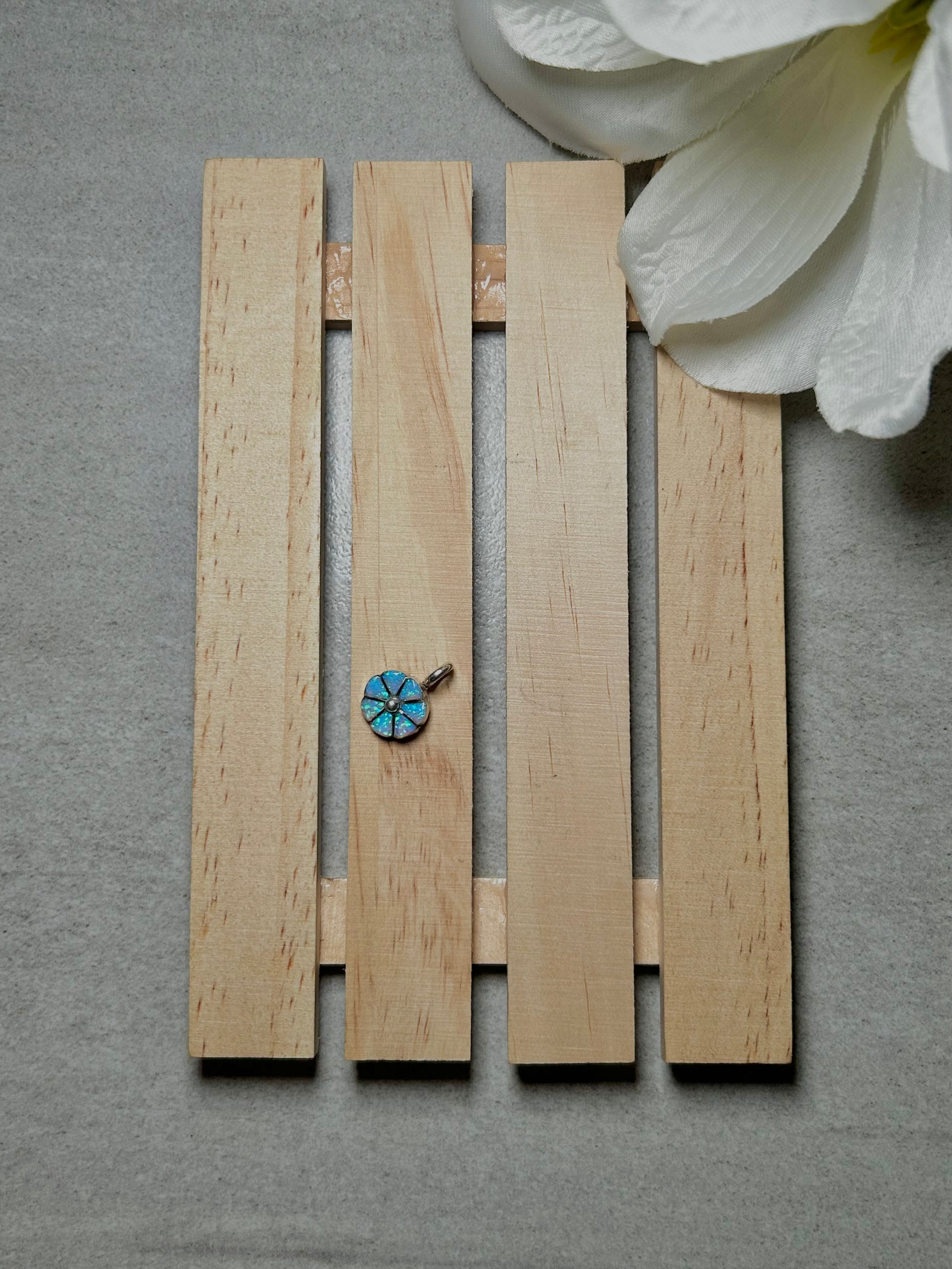 Zuni Blue Opal & Sterling Silver Pendant