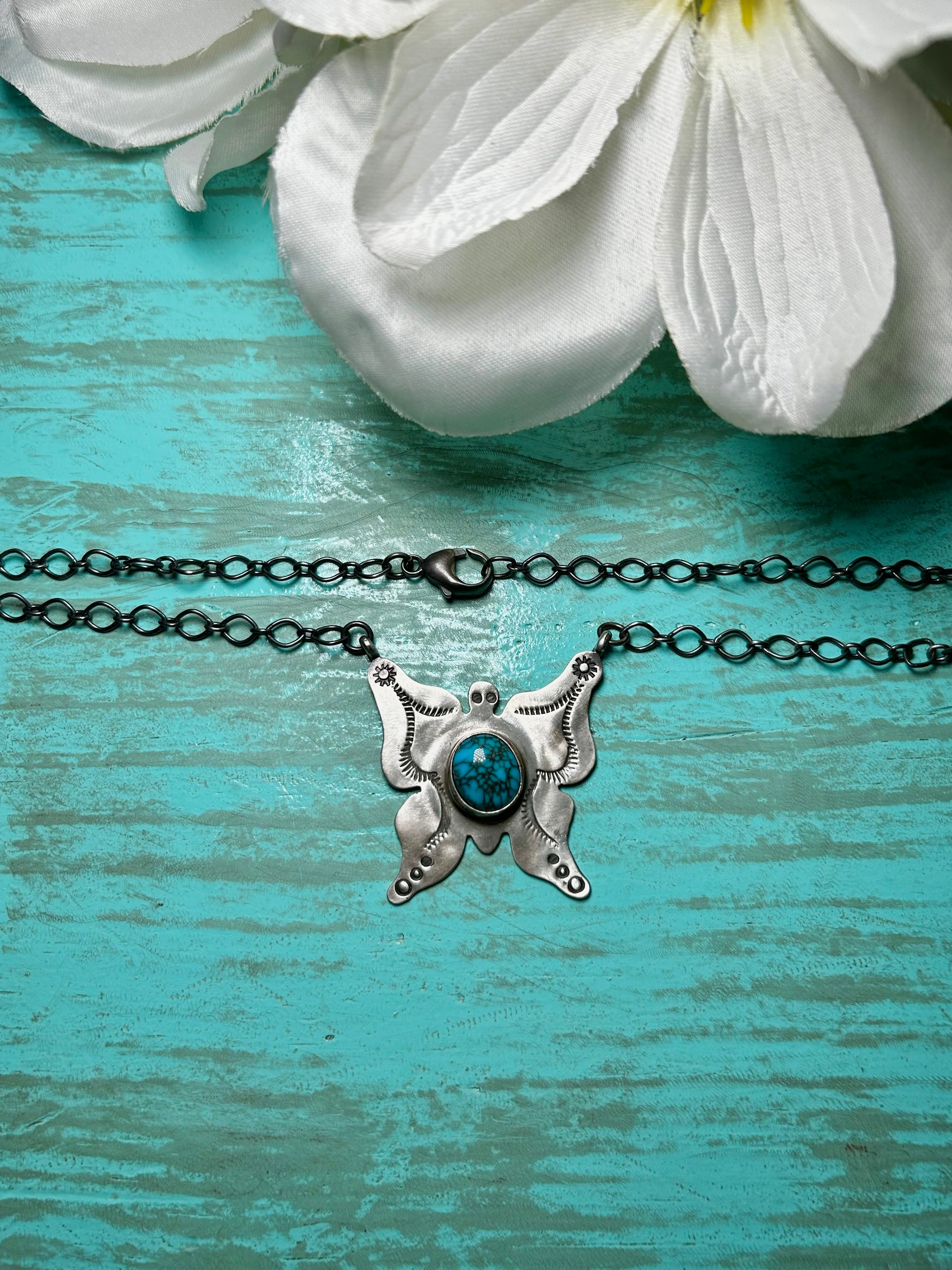 Navajo Made Egyptian Turquoise & Sterling Sliver Necklace