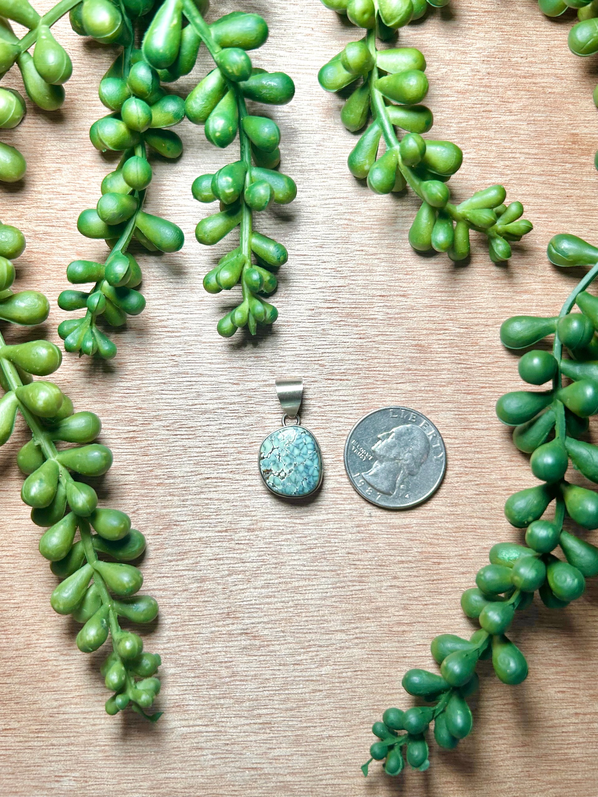 Navajo Made New Lander Variscite & Sterling Silver Pendant