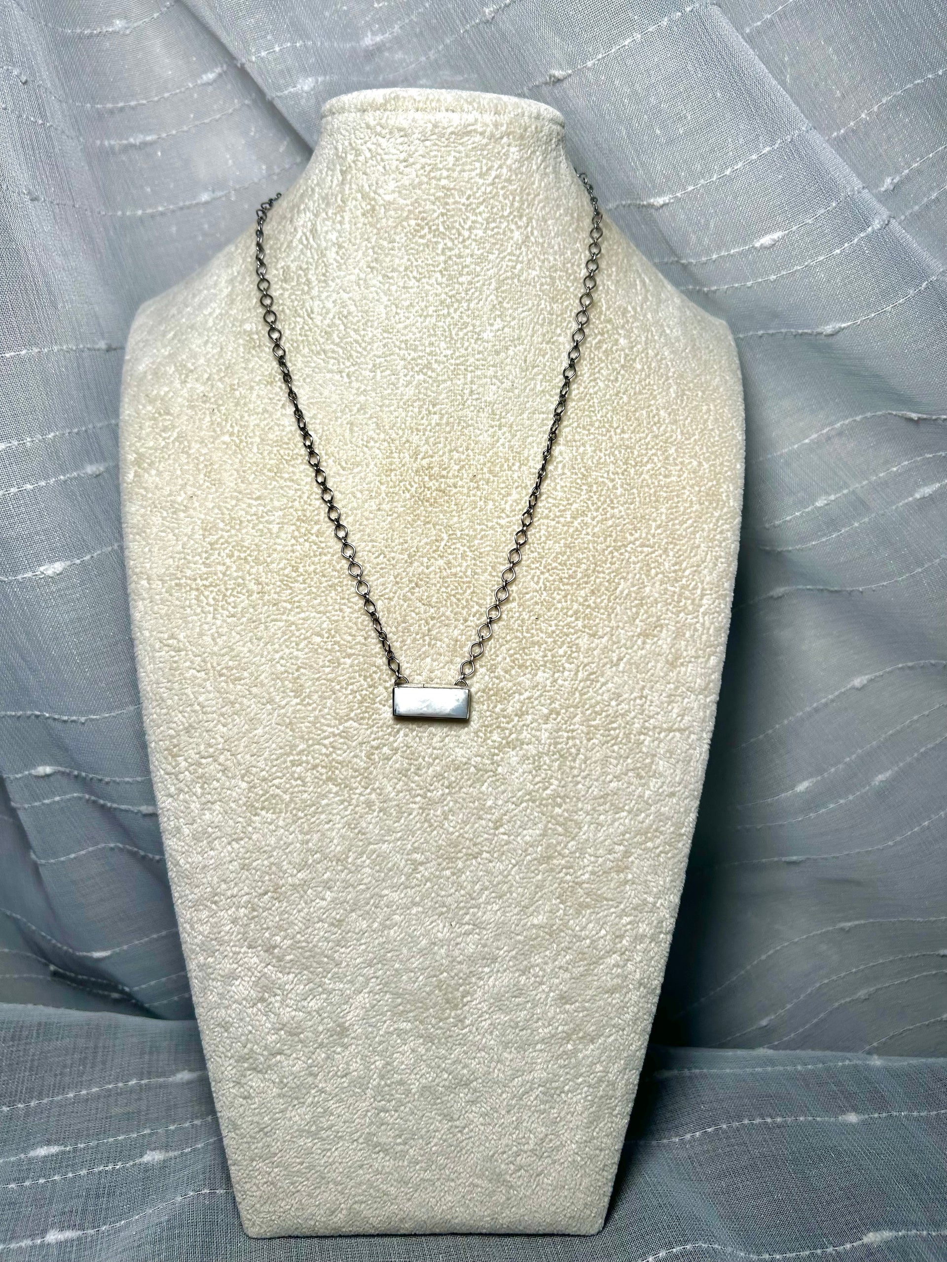Navajo Made White Buffalo & Sterling Silver Necklace
