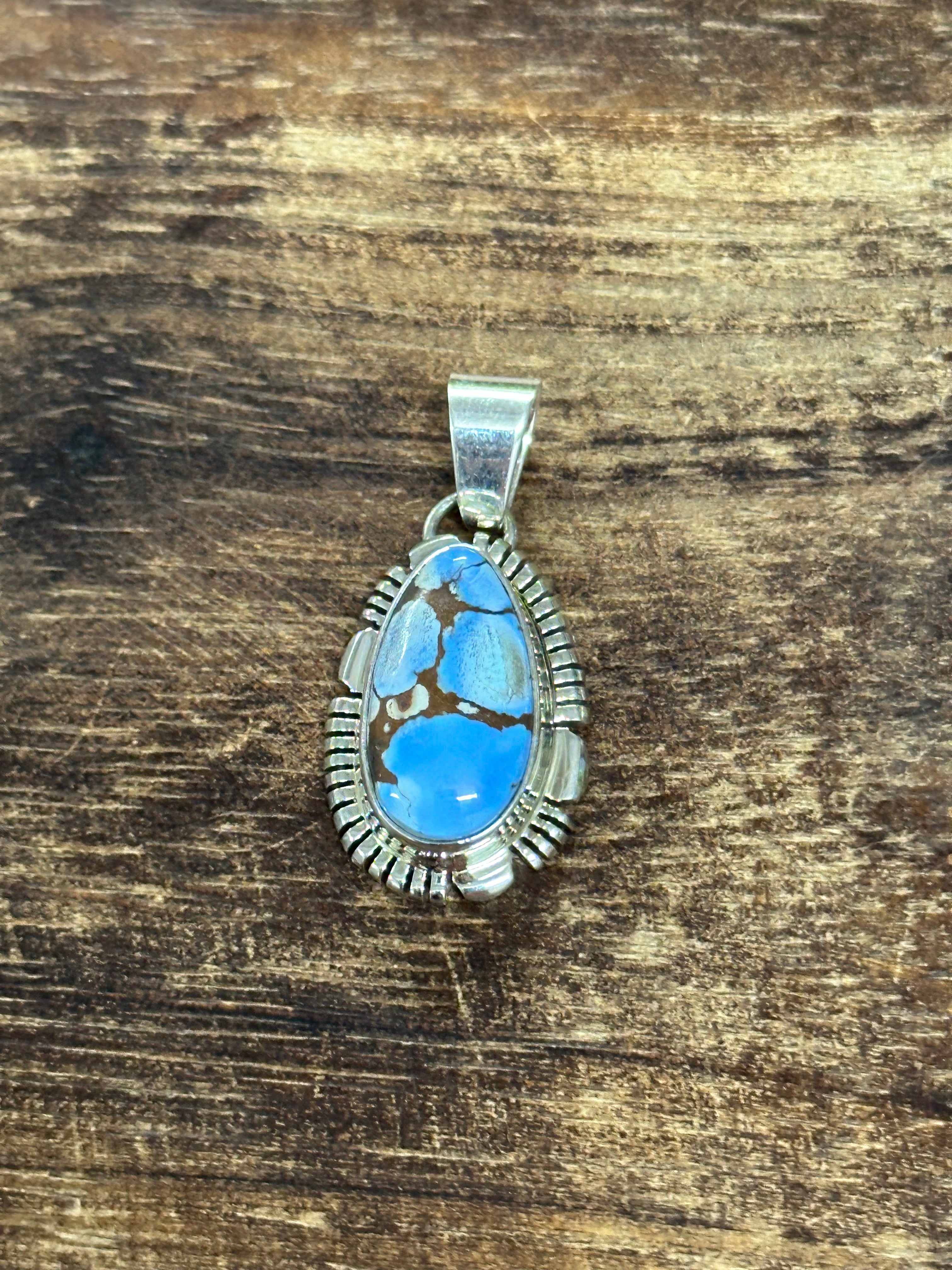 Navajo Made Golden Hills Turquoise & Sterling Silver Pendant