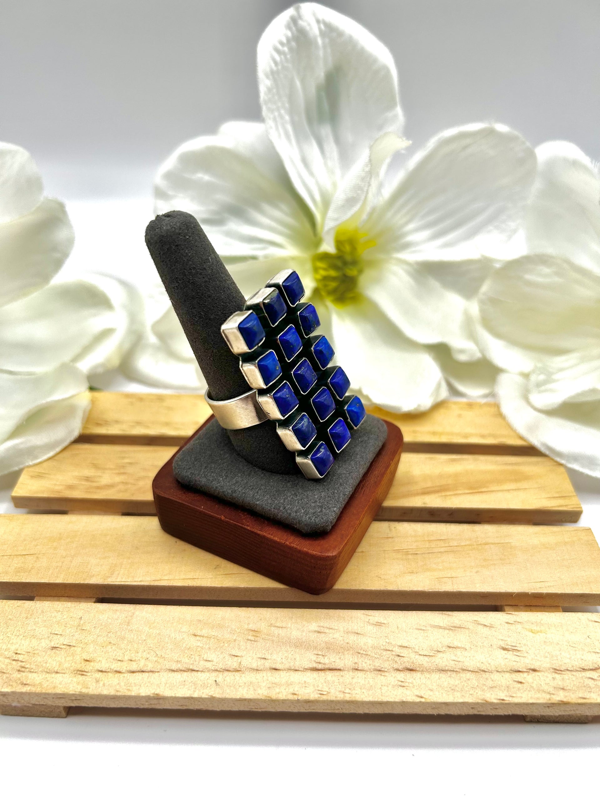 Sheila Becenti Lapis & Sterling Silver Adjustable Ring