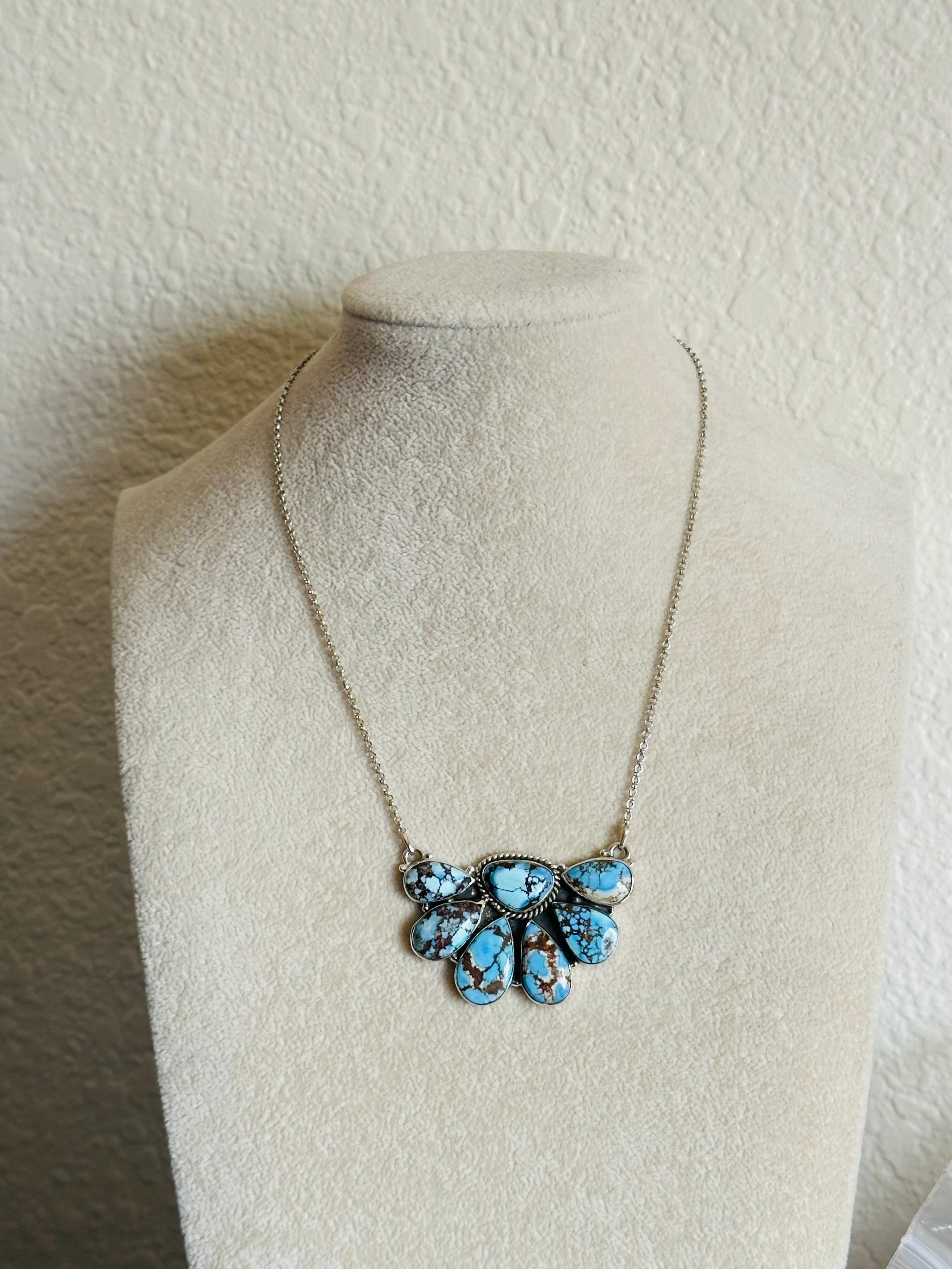 Southwest Handmade Golden Hills Turquoise & Sterling Silver Necklace