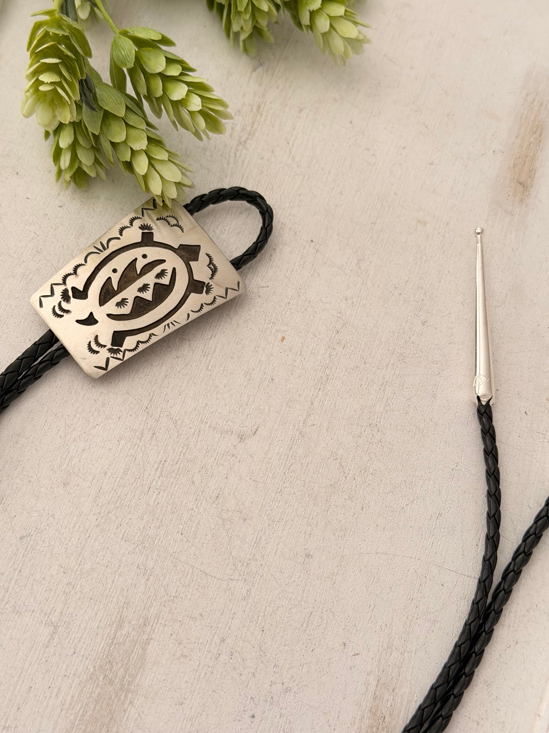 Navajo Made Sterling Silver Bolo Tie
