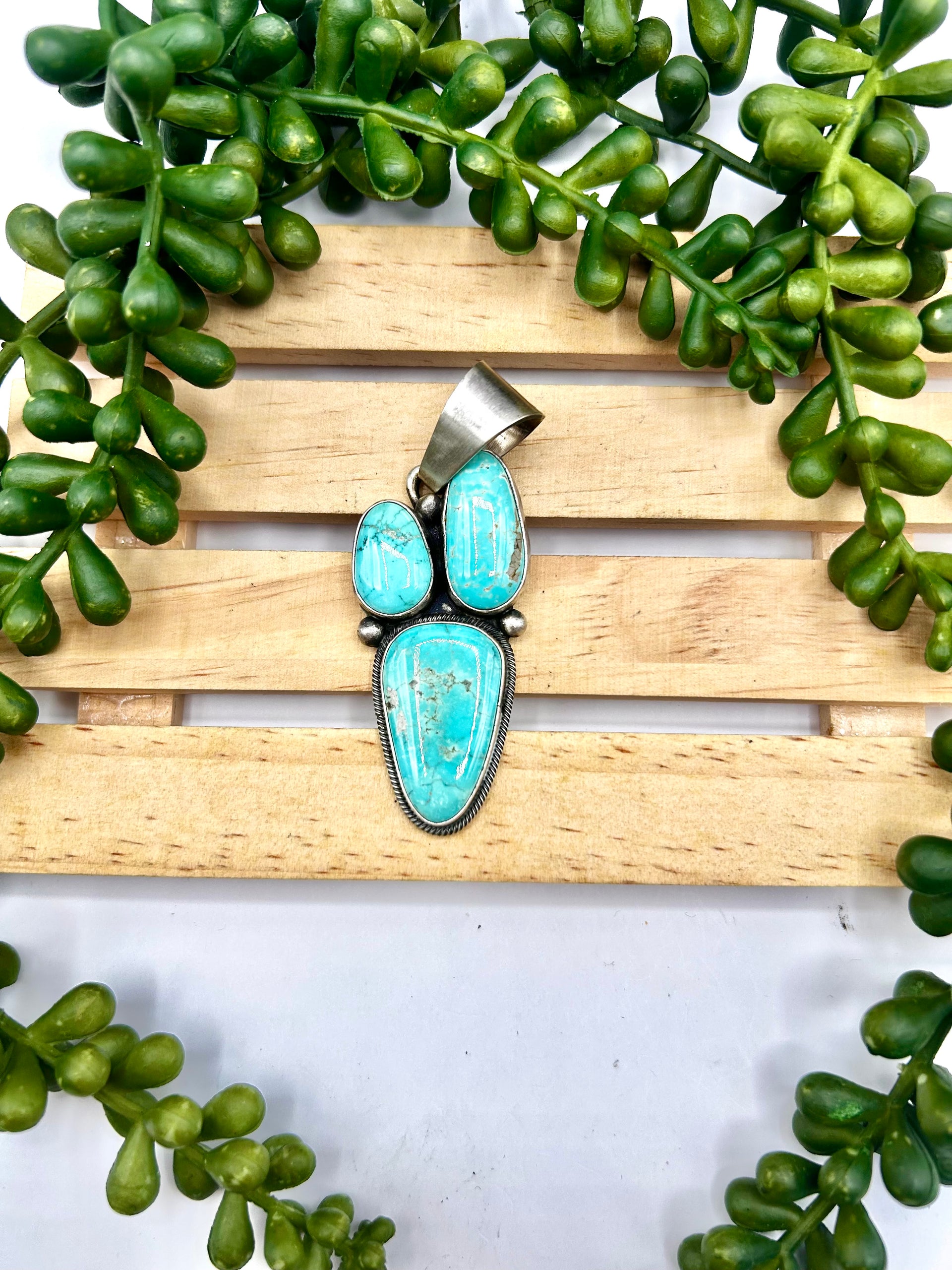 Navajo Made Royston Turquoise & Sterling Silver Pendant