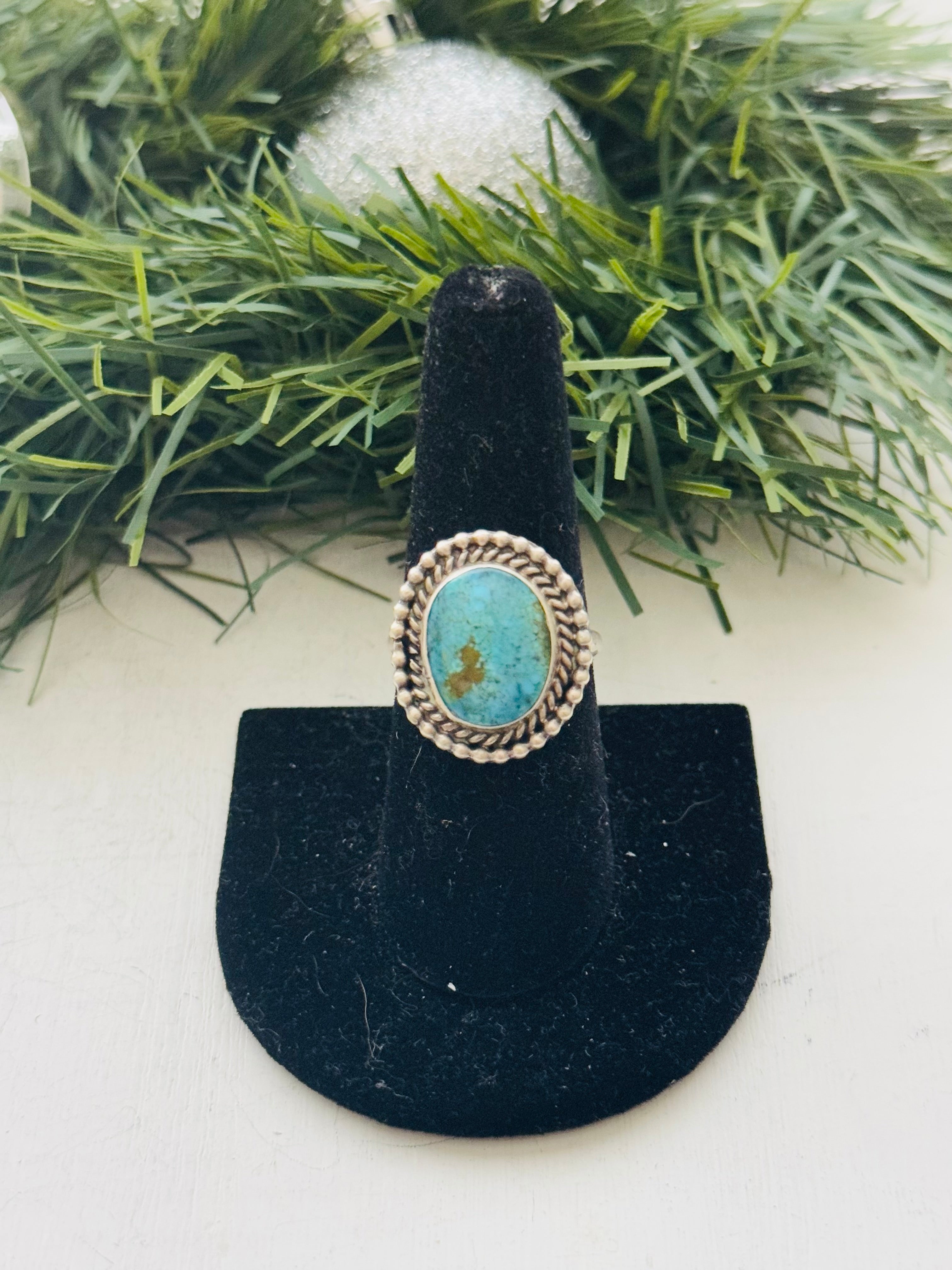 Navajo Made Kingman Turquoise & Sterling Silver Ring