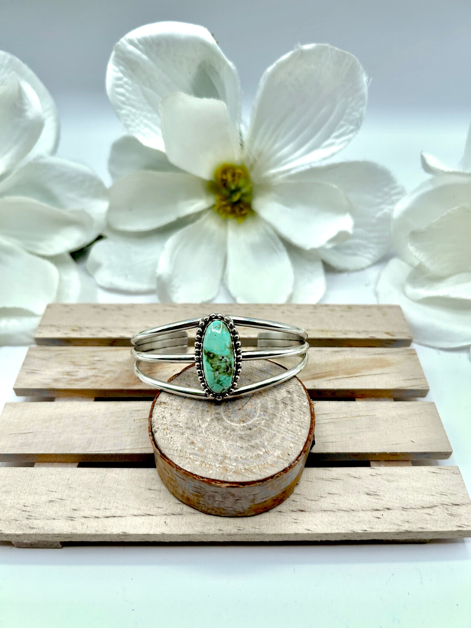 Navajo Made Sonoran Mountain  Turquoise & Sterling Silver Cuff Bracelet