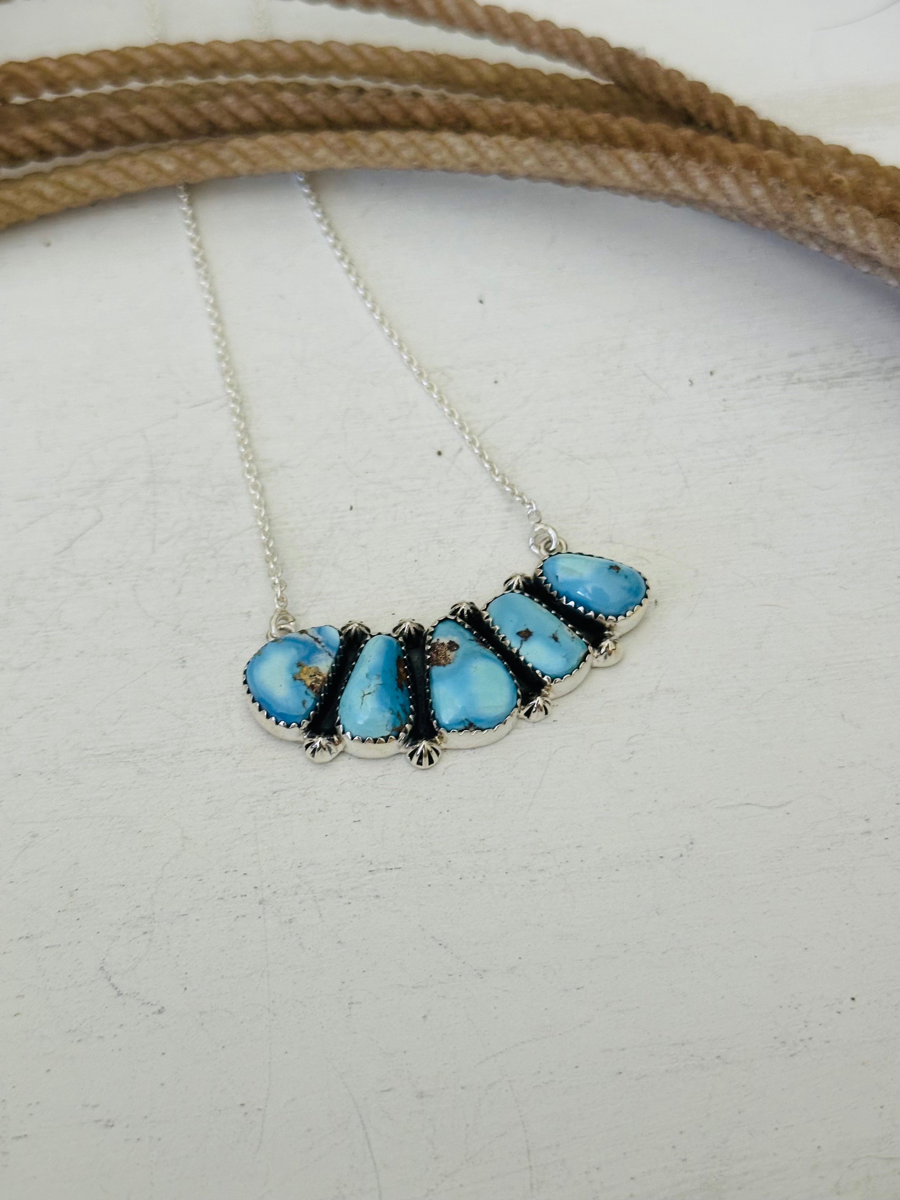 Southwest Handmade Golden Hills Turquoise & Sterling Silver Necklace