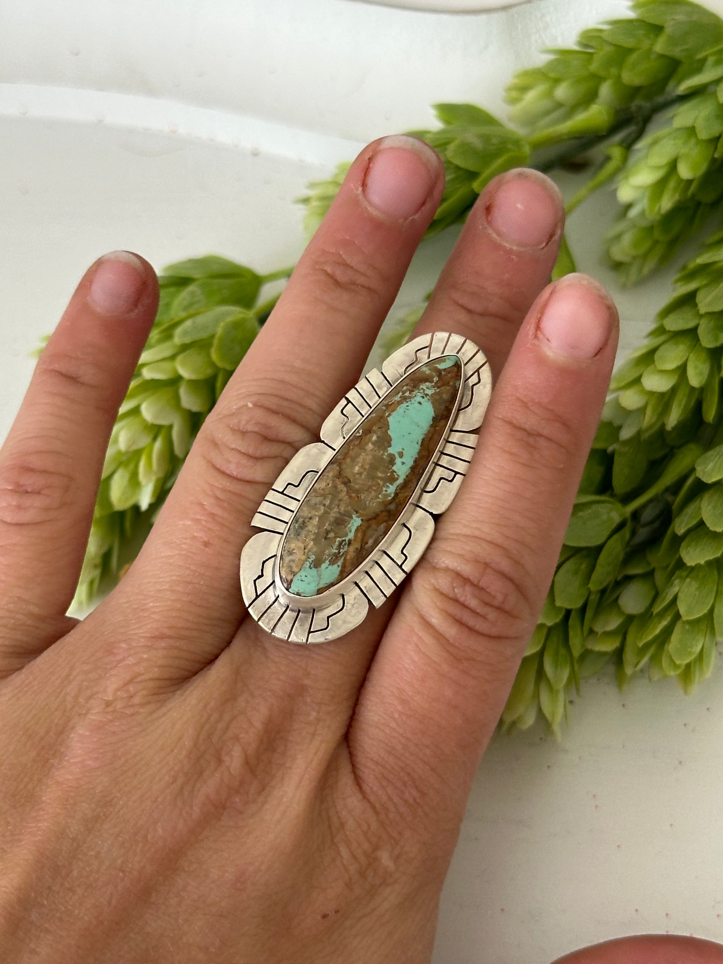 Larry Kaye Kingman Turquoise & Sterling Silver Adjustable Ring