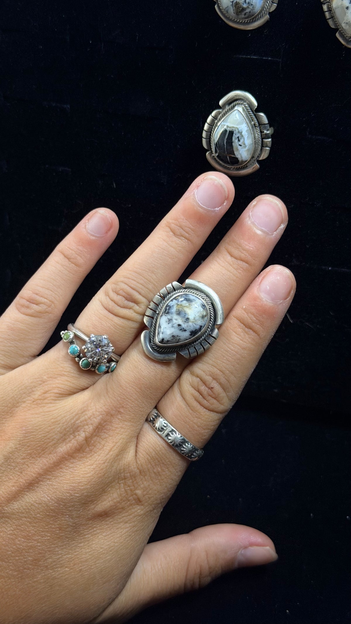Danny Henio White Buffalo & Sterling Silver Ring