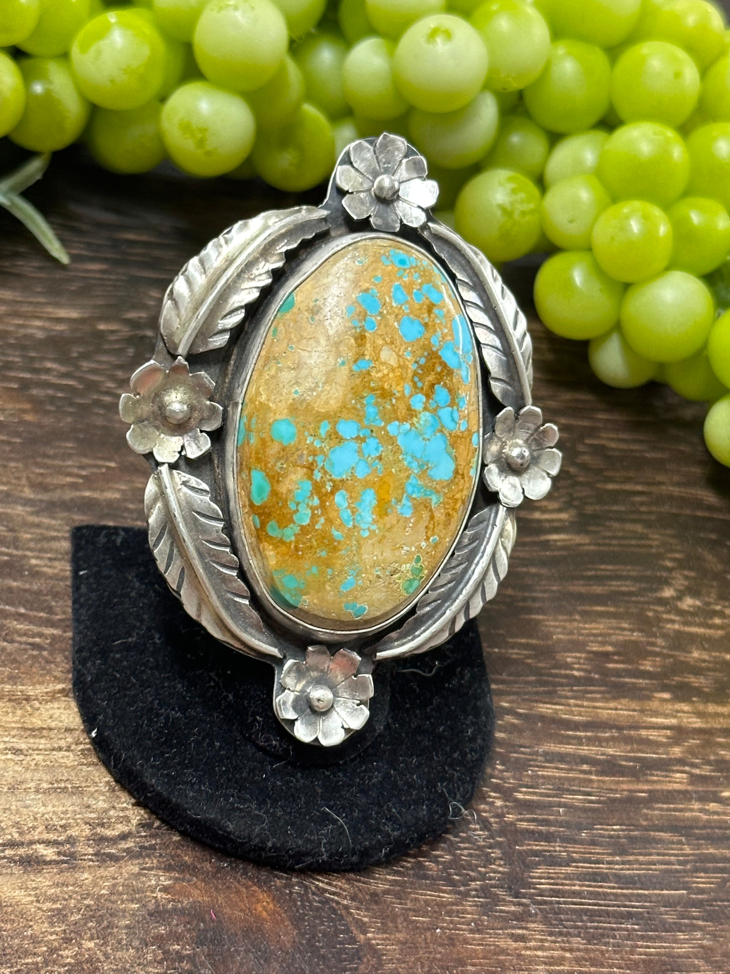 Navajo Made Royston Turquoise and Sterling Silver Ring Size 6.5