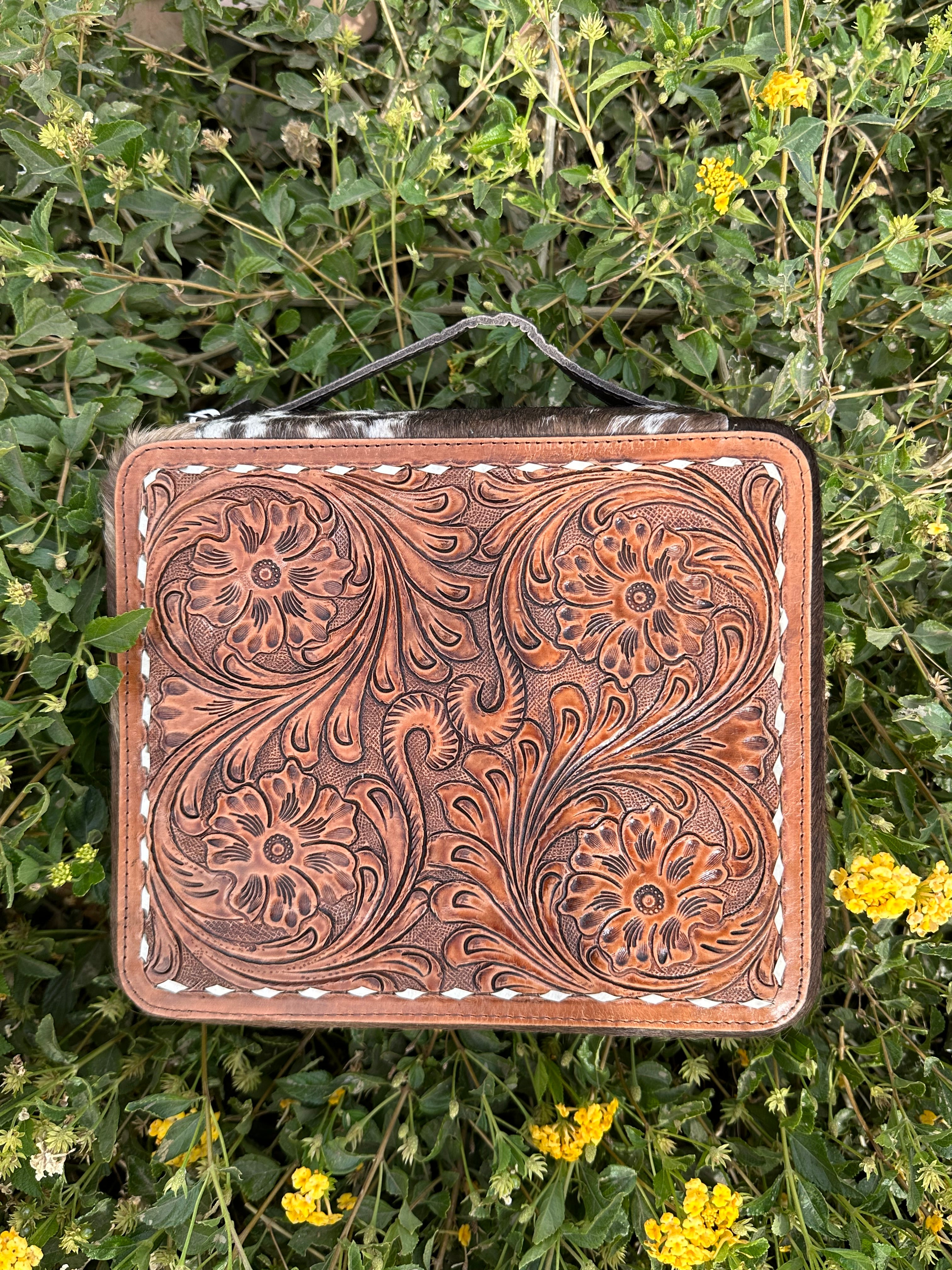 Genuine Leather Cowhide & Tooled Leather Jewelry Box