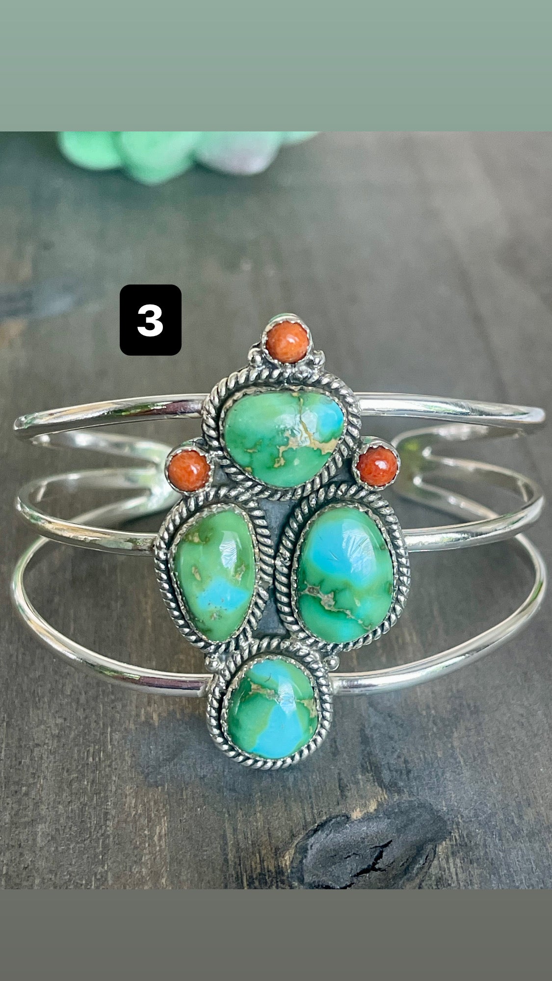 Southwest Handmade Multi Stone & Sterling Silver Cuff Bracelet