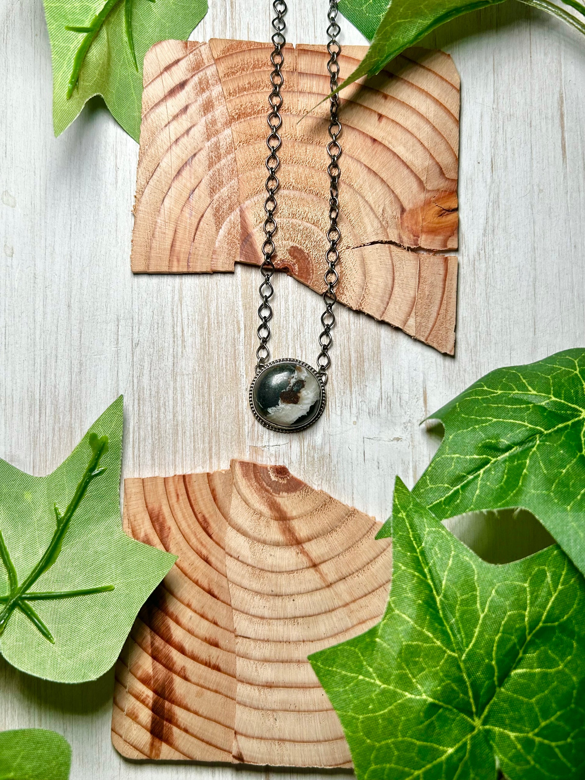 Navajo Made White Buffalo & Sterling Silver Necklace