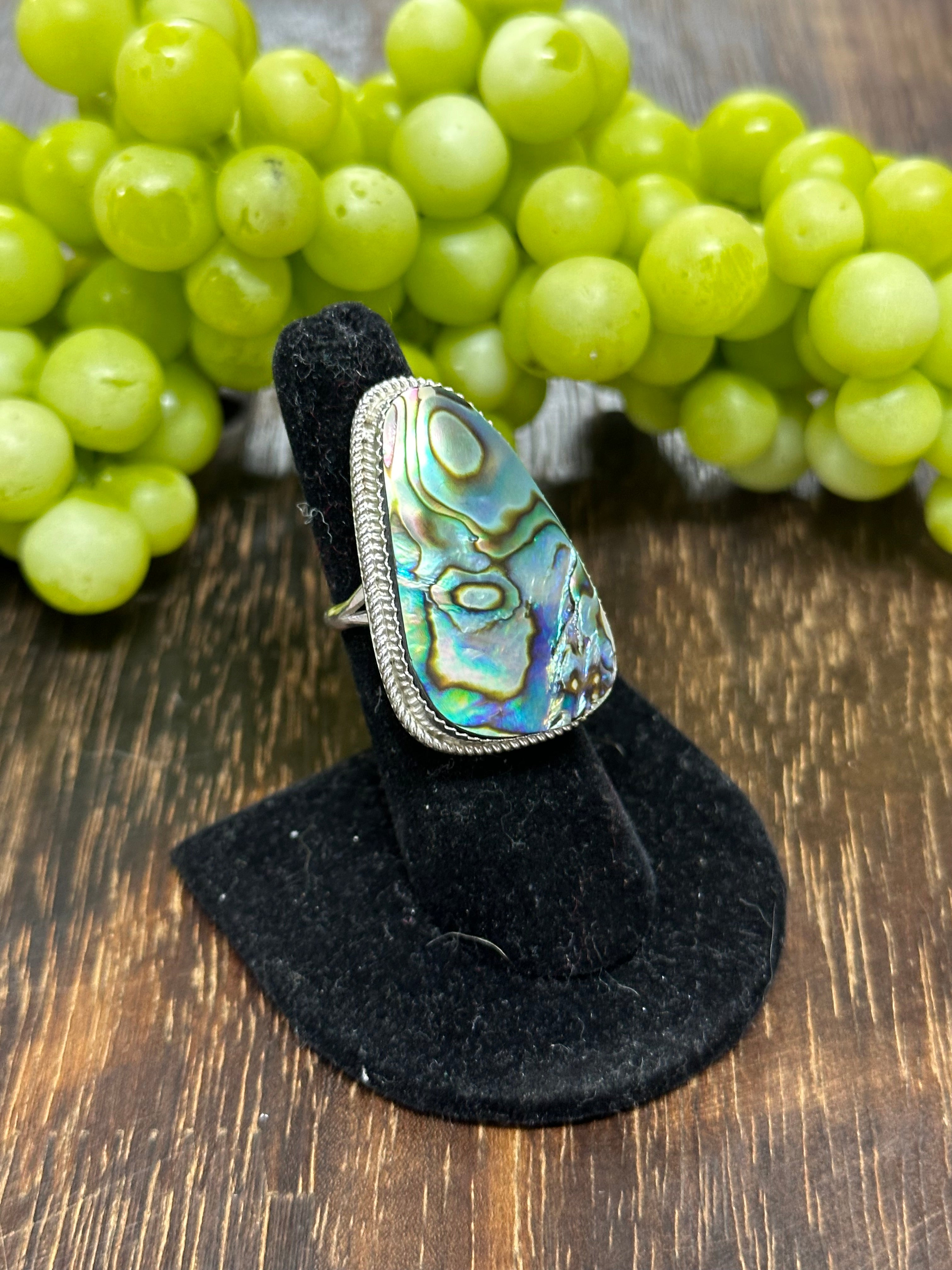 Reda Galvan Abalone & Sterling Silver Ring Size 6.5