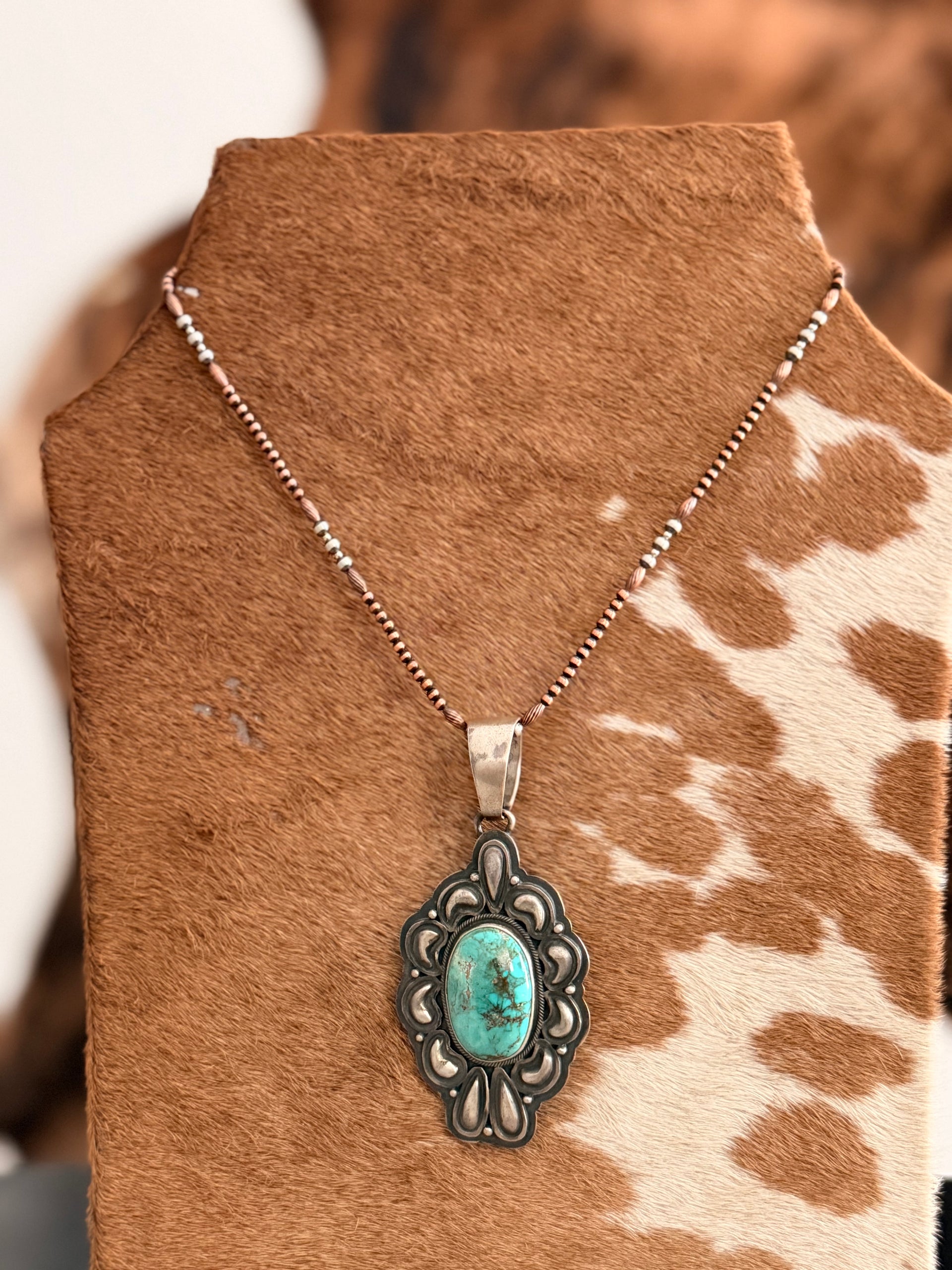 Navajo Made Royston Turquoise & Sterling Silver Pendant
